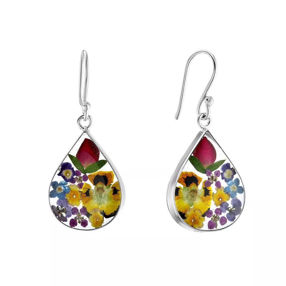 Athra NJ Inc Sterling Silver Dried Flower Teardrop Drop Earrings, Women's Product Image