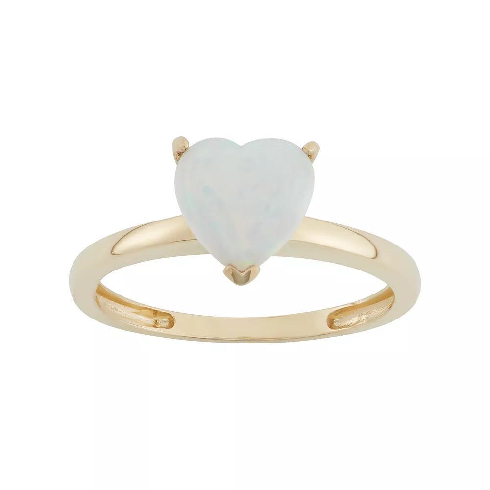 Designs by Gioelli Lab-Created Opal 10k Gold Heart Ring, Women's, Size: 5, White Product Image