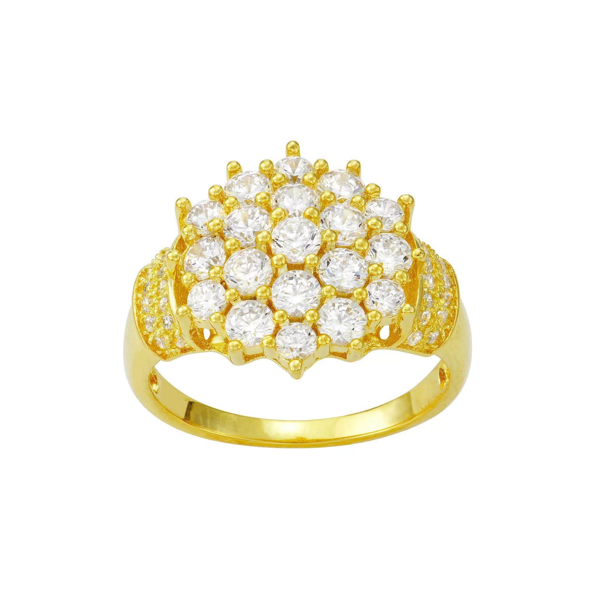 Designs by Gioelli Sterling Silver Cubic Zirconia Pave Ring, Women's, Size: 9, Gold Tone Product Image