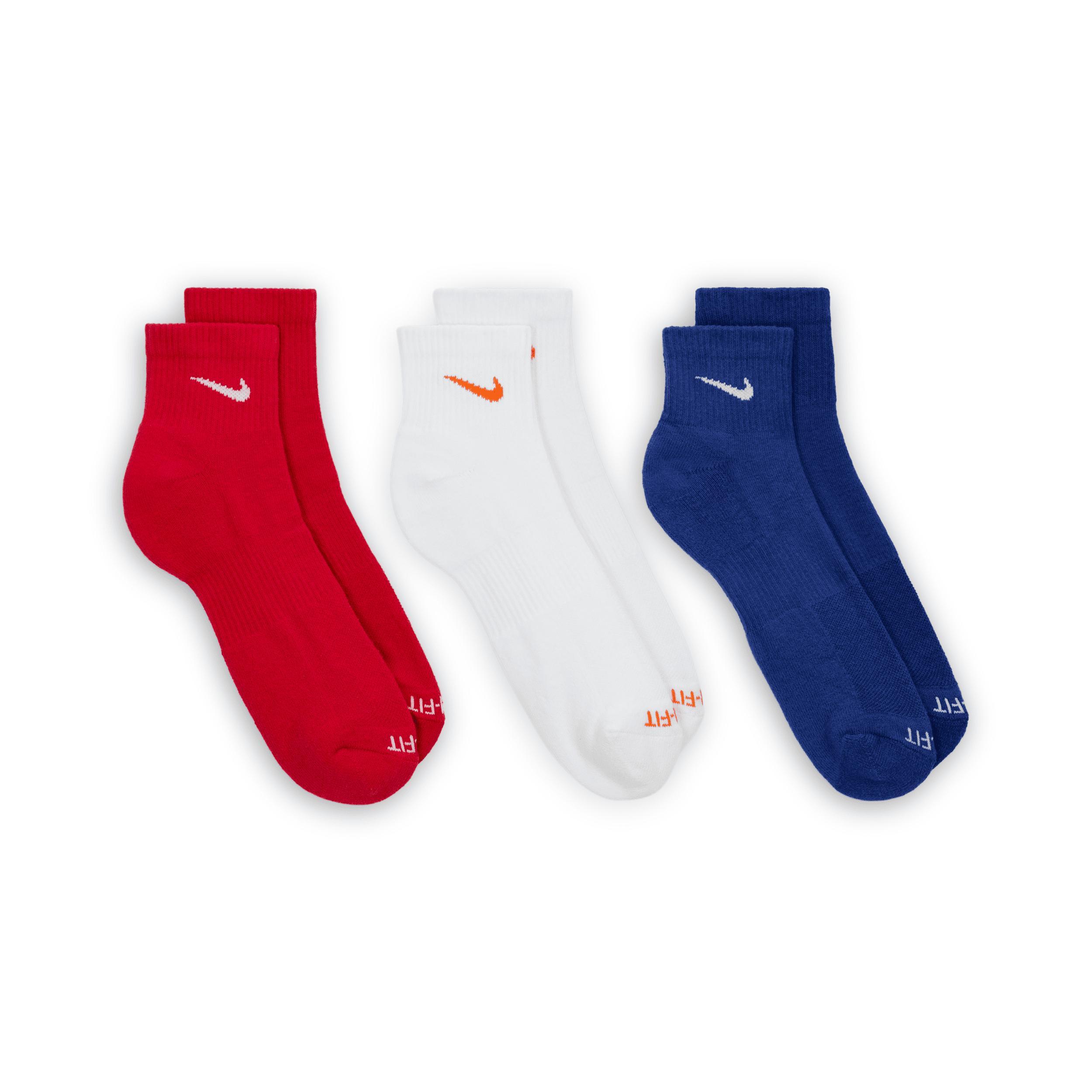 Men's Nike 3-pack Everyday Plus Cushion Ankle Training Socks, Size: 8-12, Red White Blue Product Image