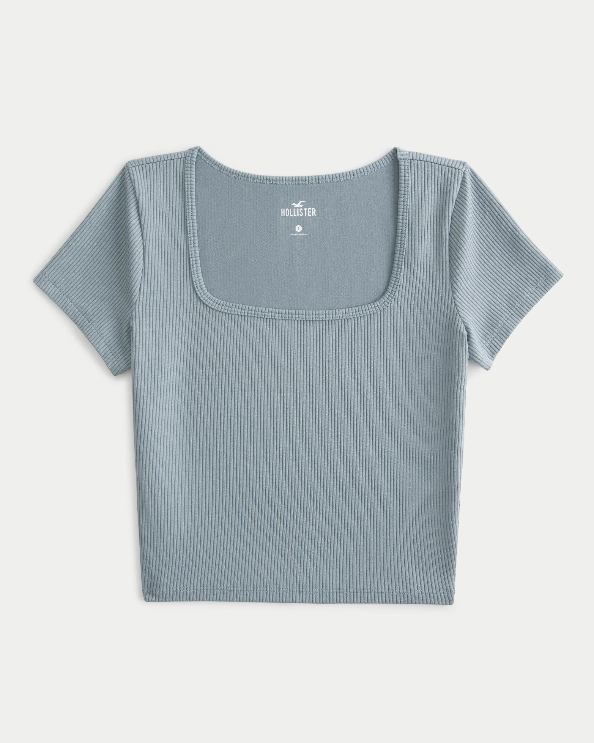 Ribbed Seamless Fabric Square-Neck Top Product Image