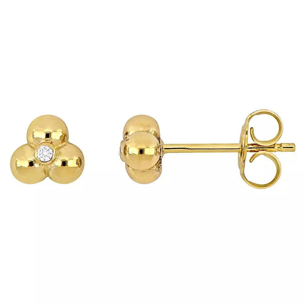 Stella Grace 14k Gold Diamond Accent 3-Bead Stud Earrings, Womens Product Image