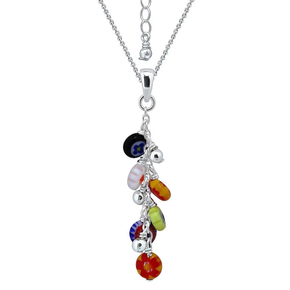 Aleure Precioso Sterling Silver Glass Bead Linear Drop Pendant Necklace, Women's, Size: 18", Multi Product Image