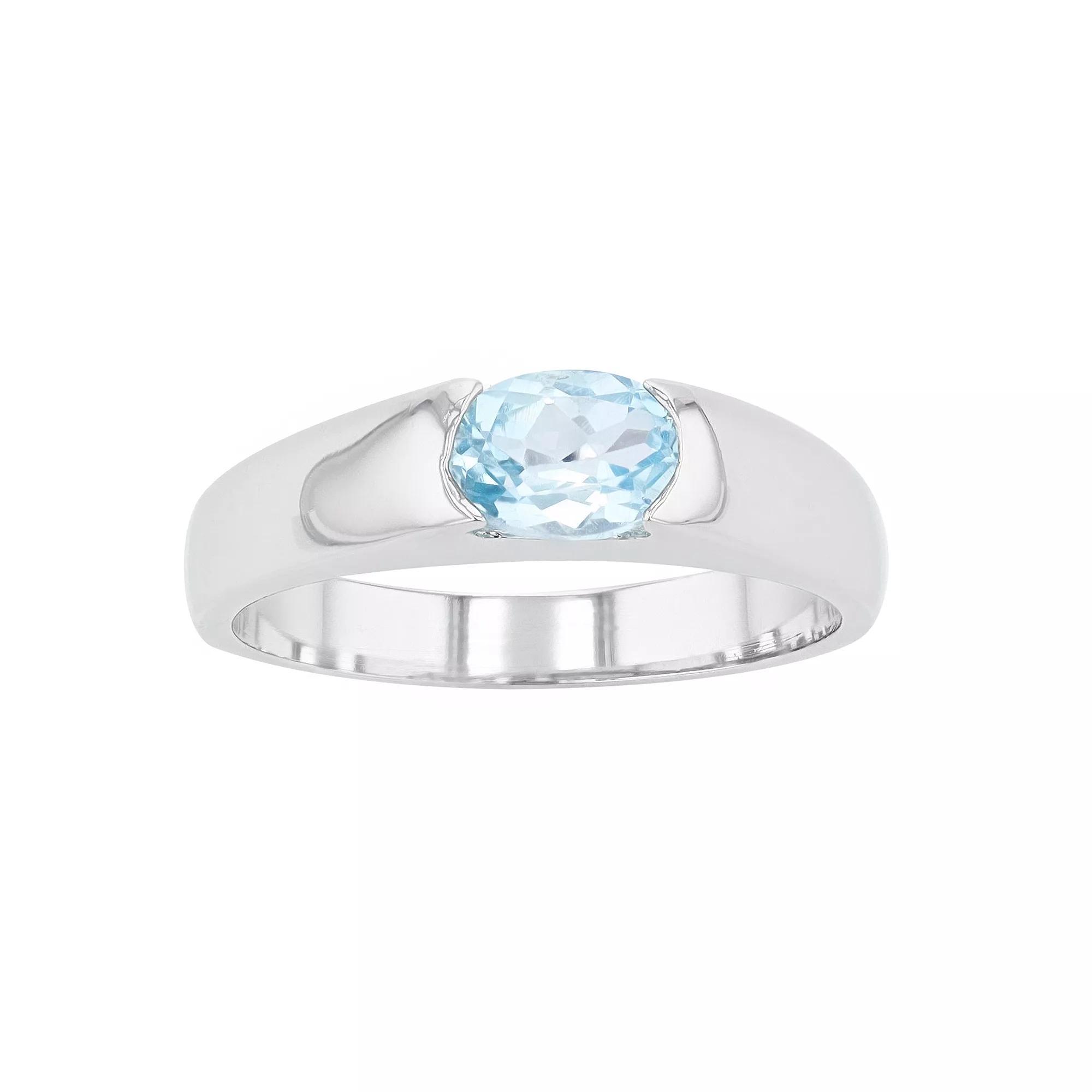 A&M Sterling Silver Oval Blue Topaz Ring, Women's, Size: 7 Product Image