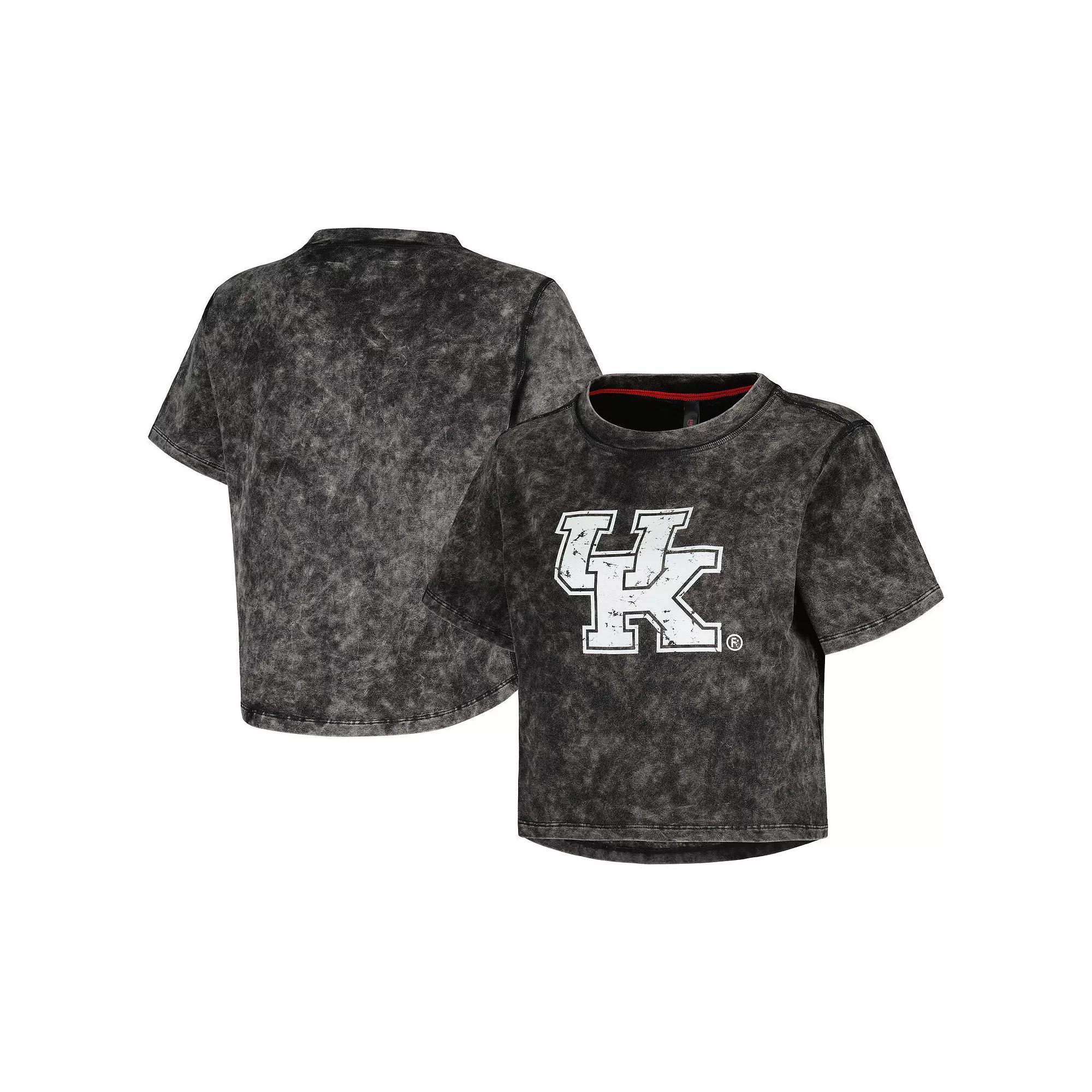 Women's Black Kentucky Wildcats Vintage Wash Milky Silk Cropped T-Shirt, Size: XL Product Image