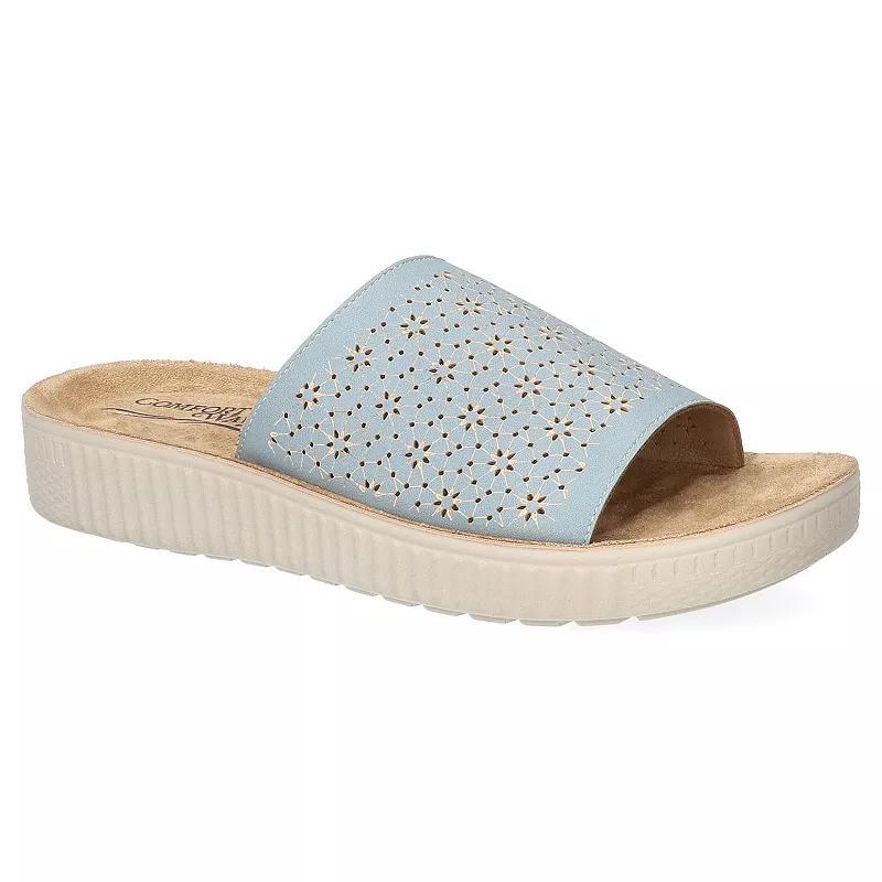 Easy Street Ivey Comfort Women's Platform Slide Sandals, Size: 6 Wide, Yellow Product Image