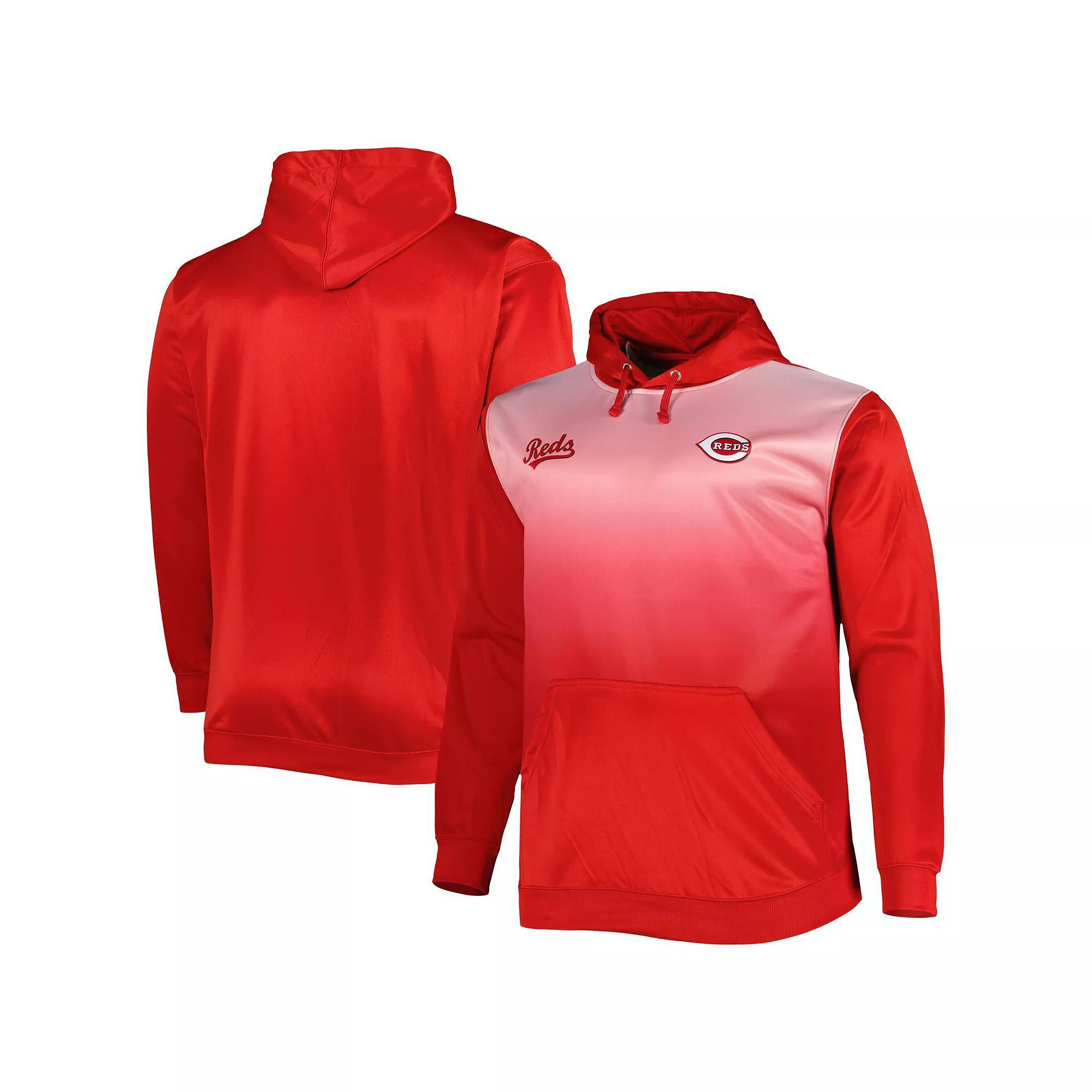 Men's Red Cincinnati Reds Fade Sublimated Fleece Pullover Hoodie, Size: 3XB, Red Red Product Image