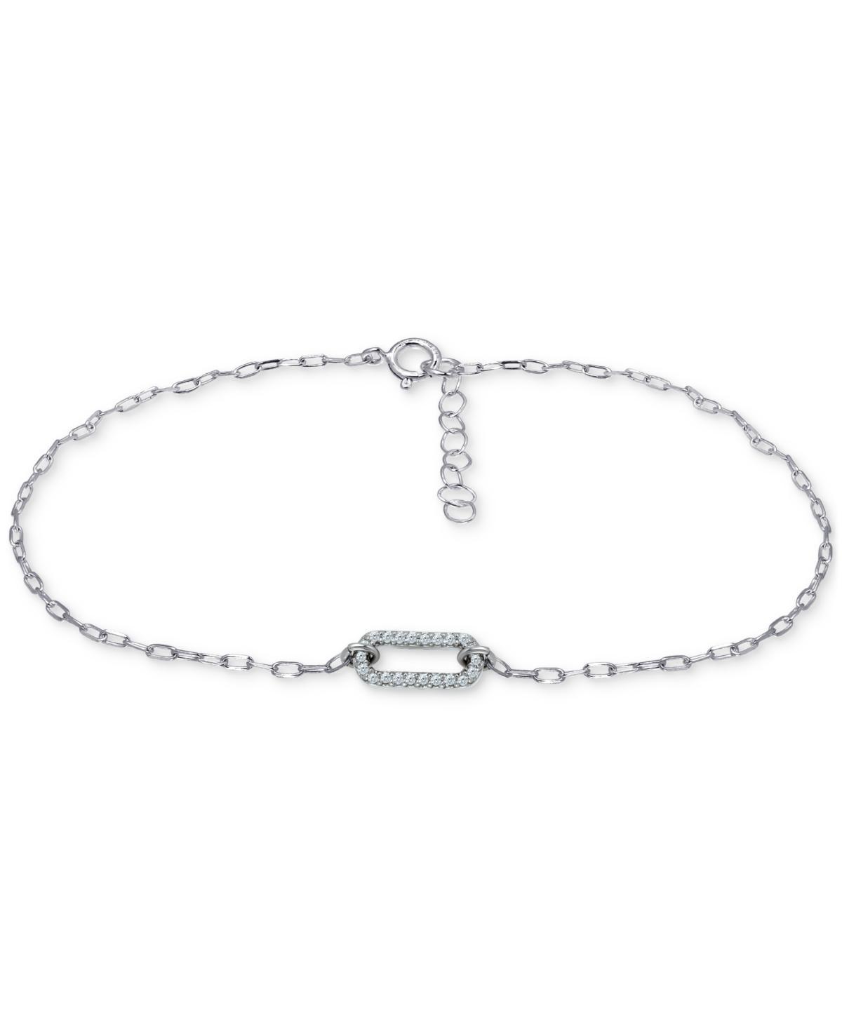 Aleure Precioso Sterling Silver Cubic Zirconia Link Anklet, Women's, Size: 9", White Product Image