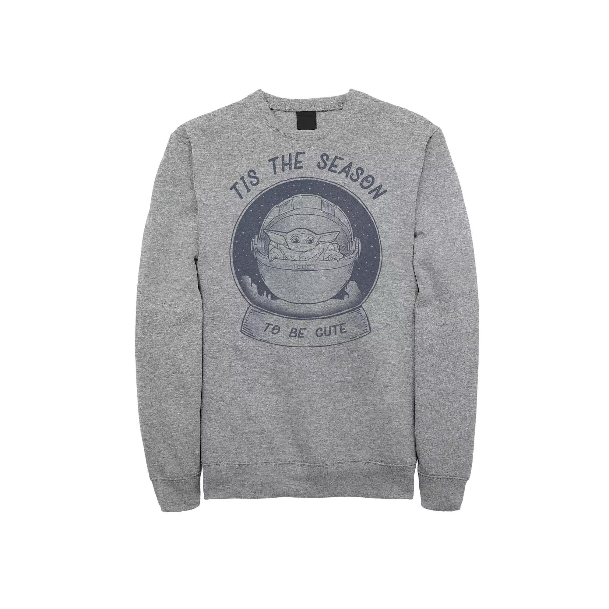Men's Star Wars The Mandalorian The Child Christmas Tis The Season Sweatshirt, Size: Medium, Athletic Grey Product Image