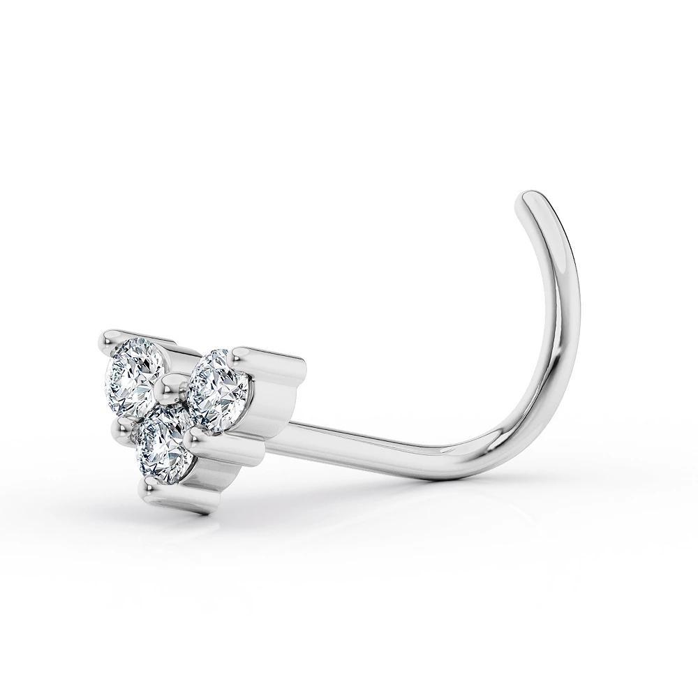 Lila Moon 14k Gold Cubic Zirconia Heart Curved Post Nose Stud, Women's, 14k White Gold Product Image
