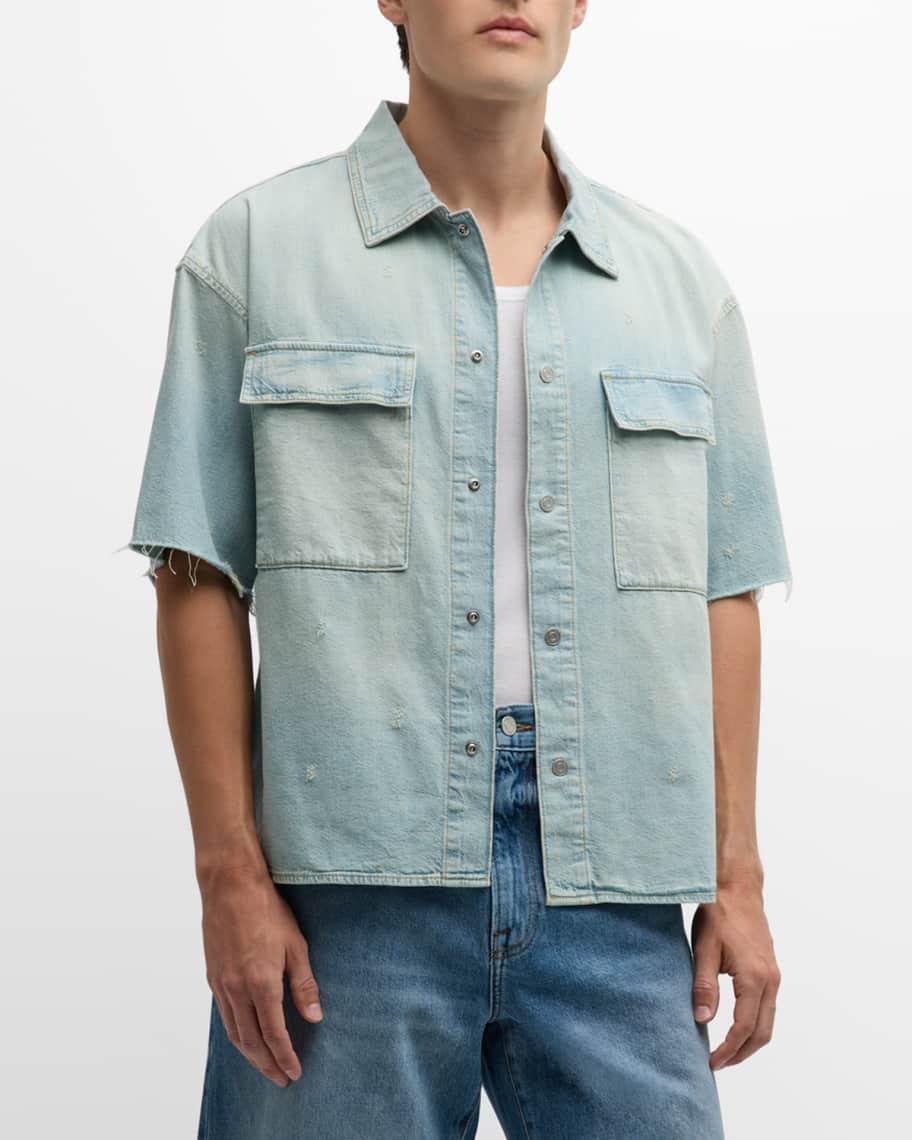 Mens Relaxed Denim Button-Down Shirt Product Image