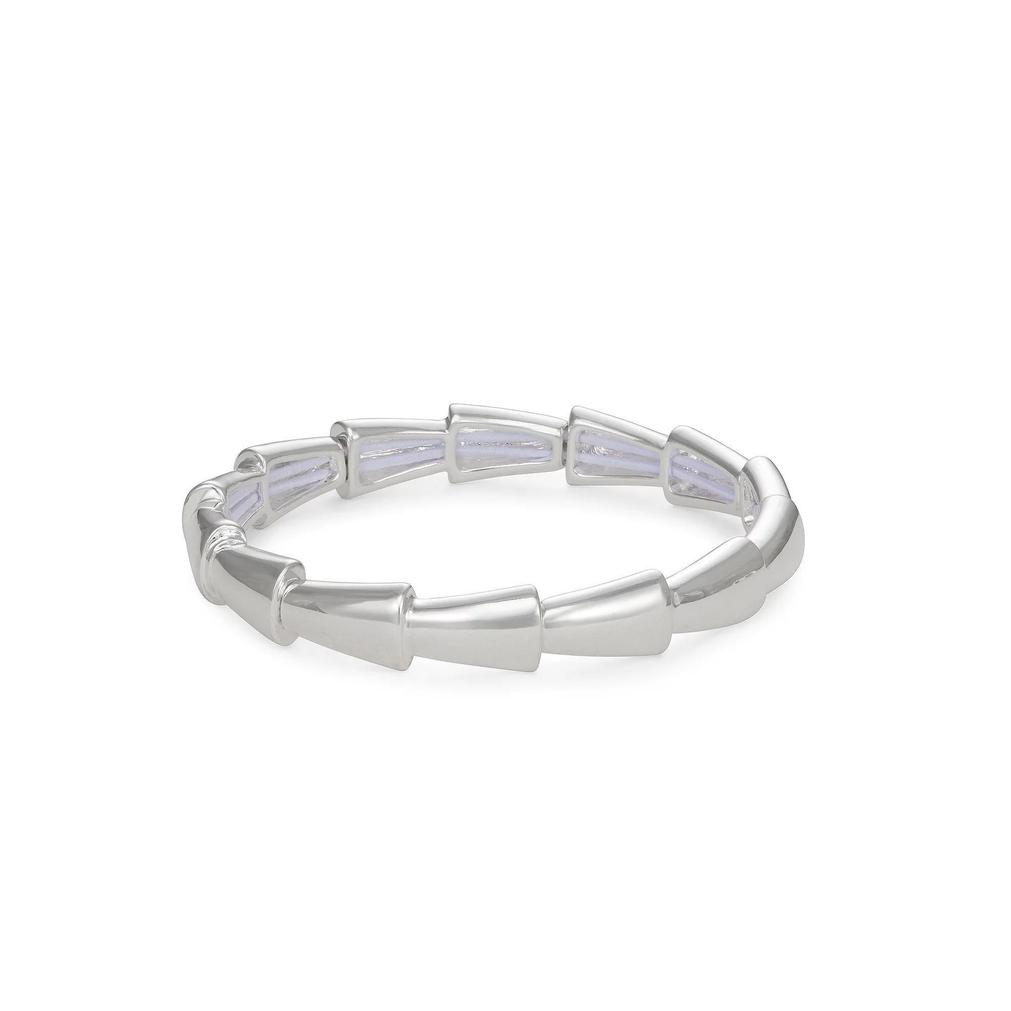 Nine West Dragon Scale Stretch Bracelet, Womens, Silver Tone Product Image