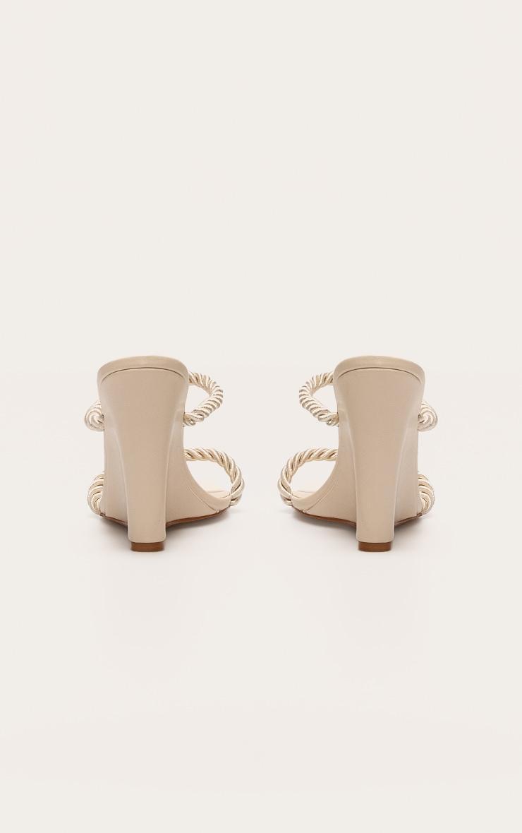 Natural Rope Square Toe High Heeled Mule Wedges Product Image