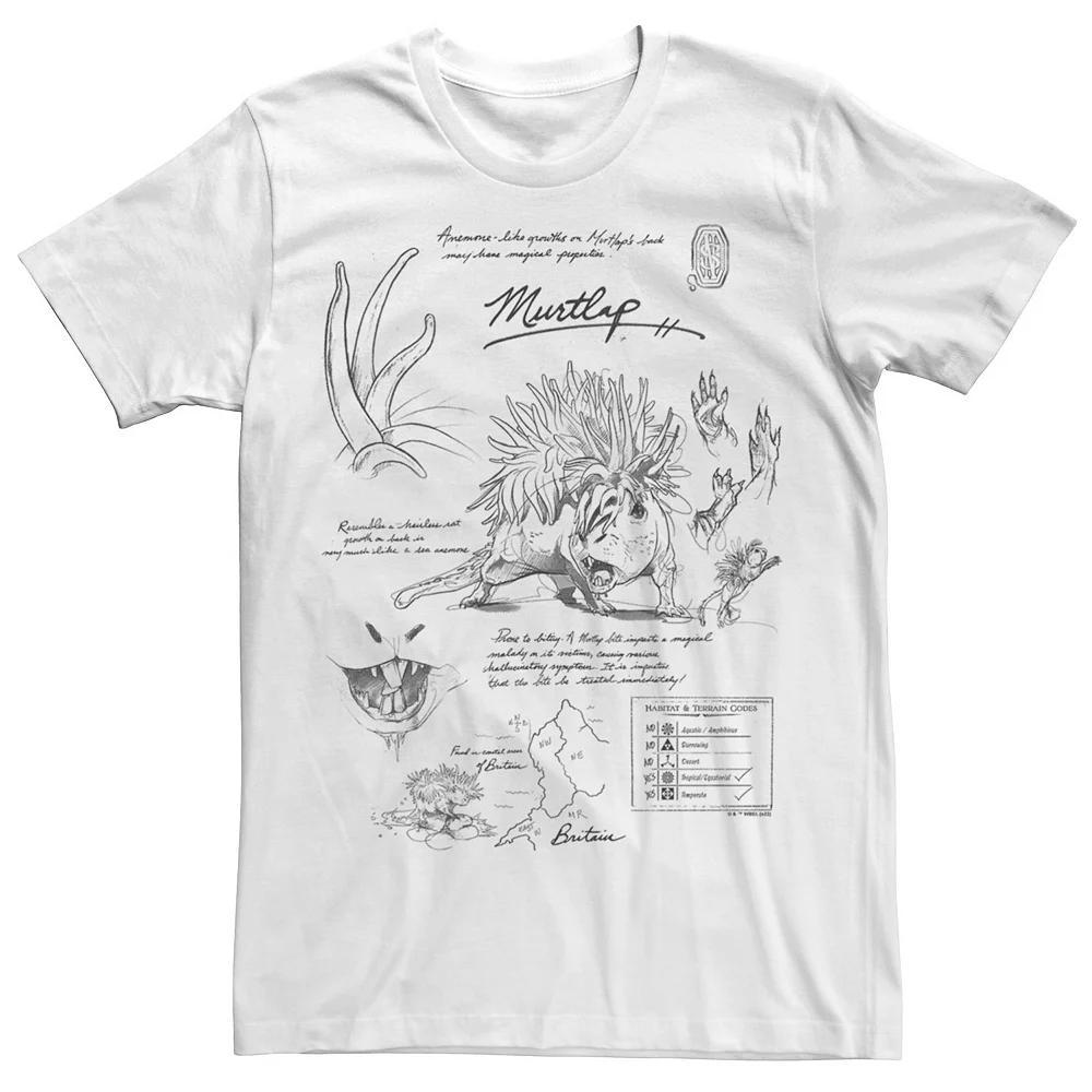 Men's Fantastic Beast Grindelwald Murtlap Study Notebook Sketch Tee, Size: Small, White Product Image