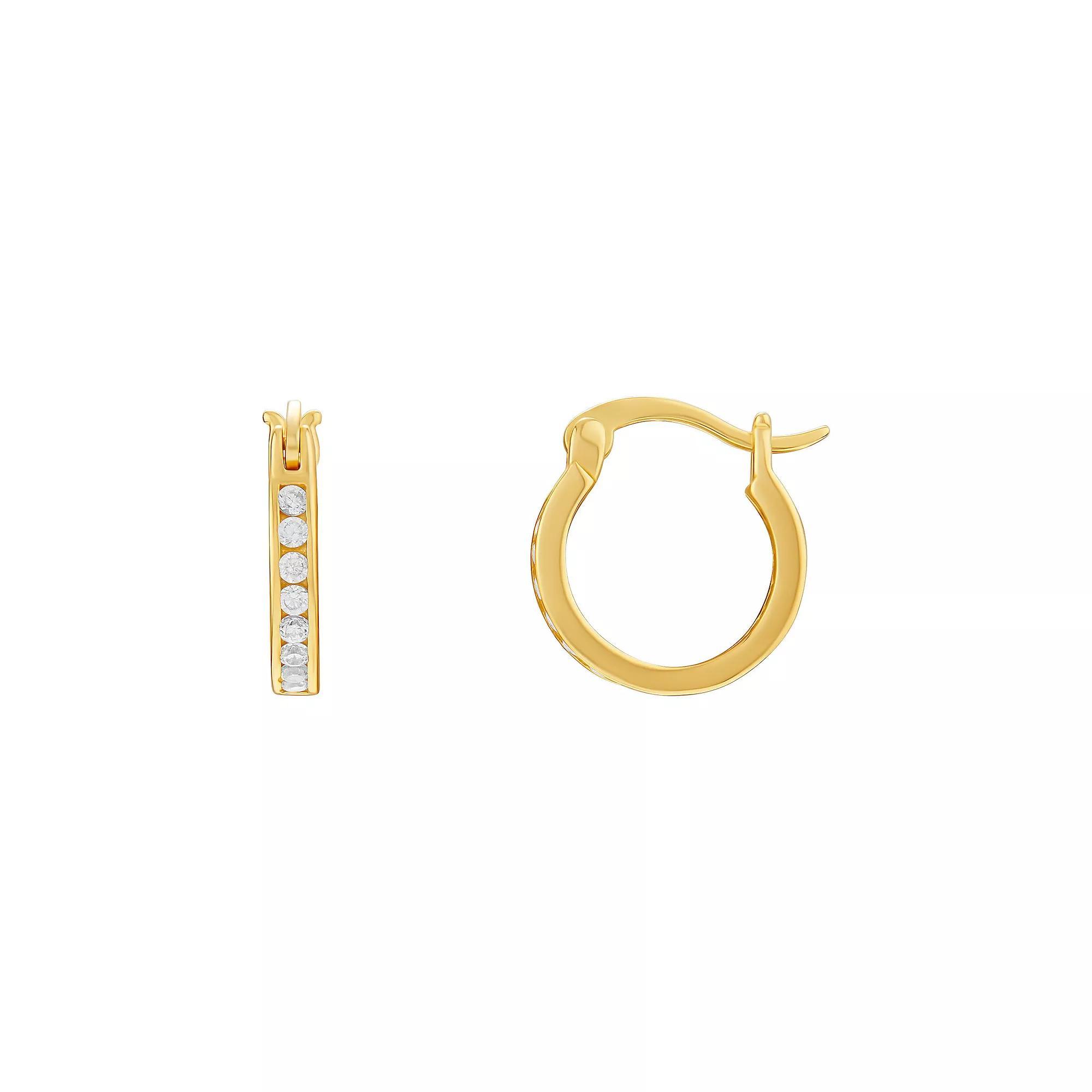 PRIMROSE Sterling Silver Cubic Zirconia Huggie Hoop Earrings, Women's, Size: 13MM, Gold Over Sterling Product Image