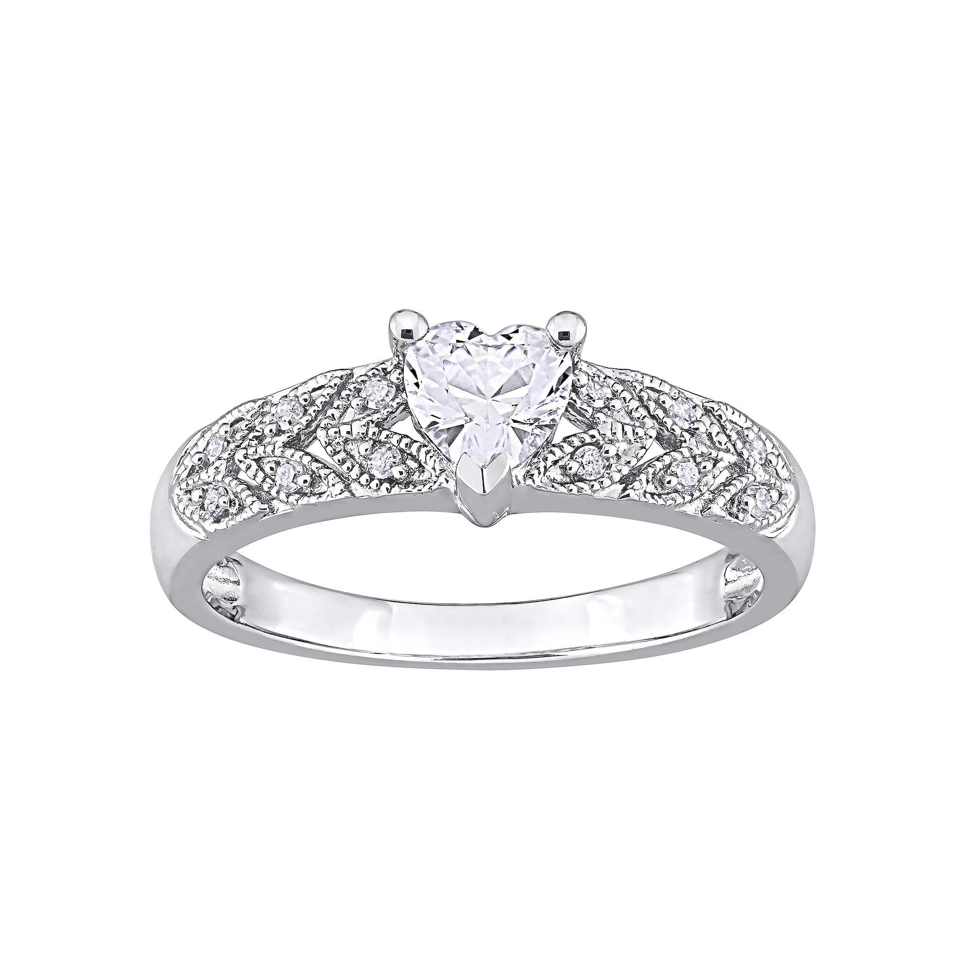 Stella Grace Sterling Silver Lab-Created White Sapphire & Diamond Accent Vintage Ring, Women's, Size: 6 Product Image