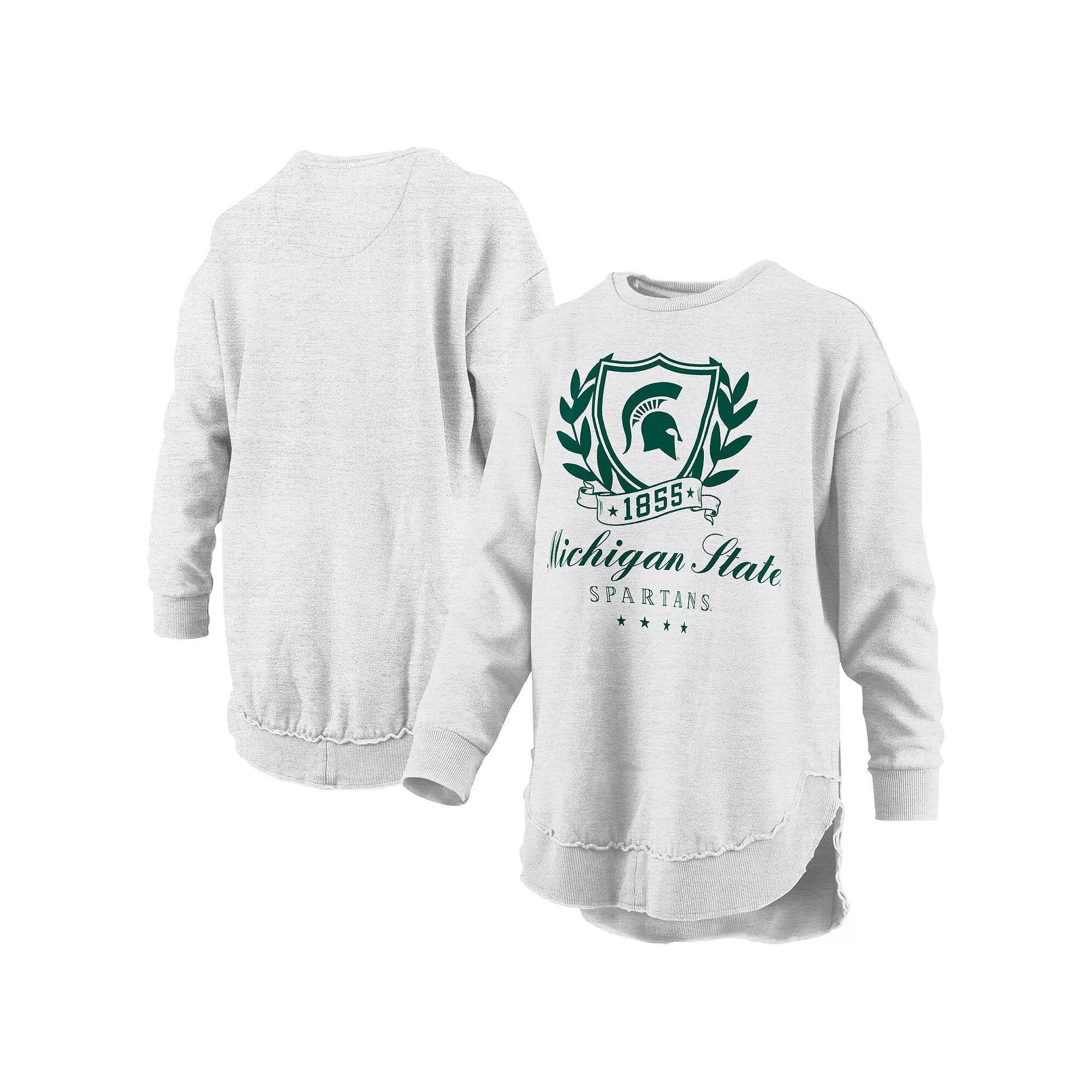 Womens Pressbox Heather Gray Michigan State Spartans Field Day Melange Poncho Pullover Sweatshirt Product Image