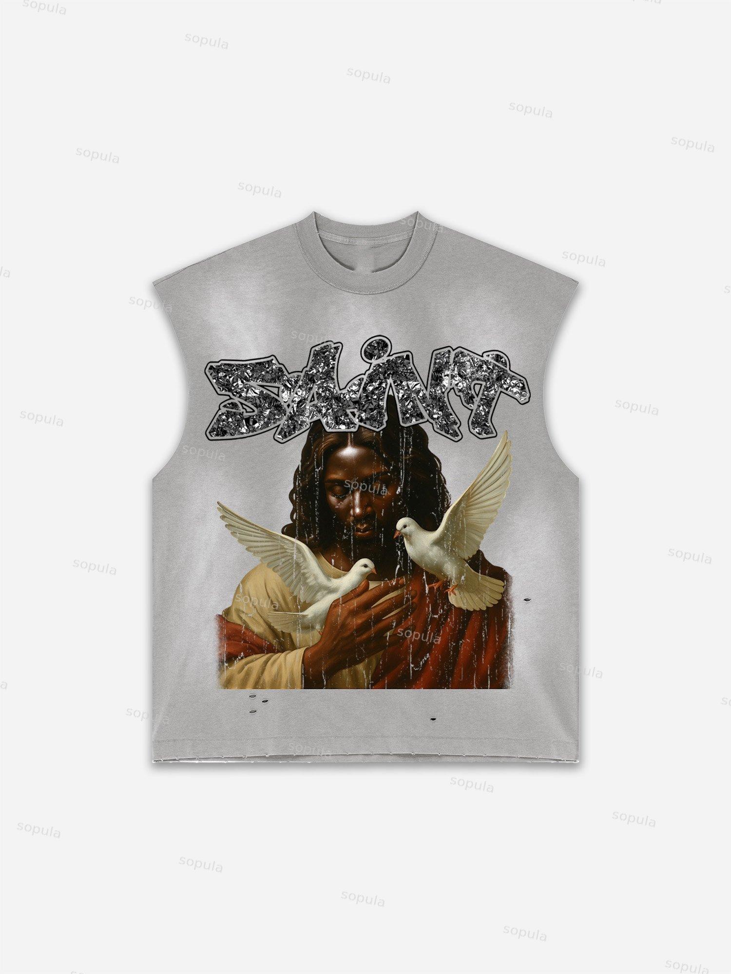 Boxer Street Graphic Print Distressed Tank Top Product Image