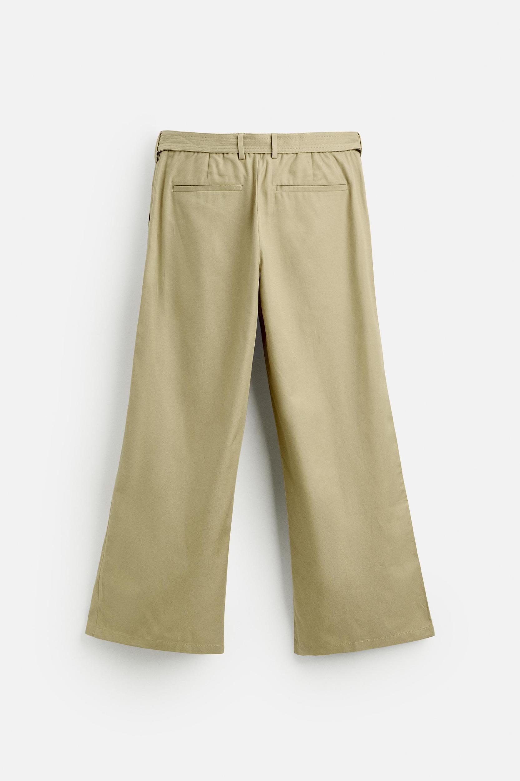 BELTED LYOCELL- COTTON PANTS Product Image