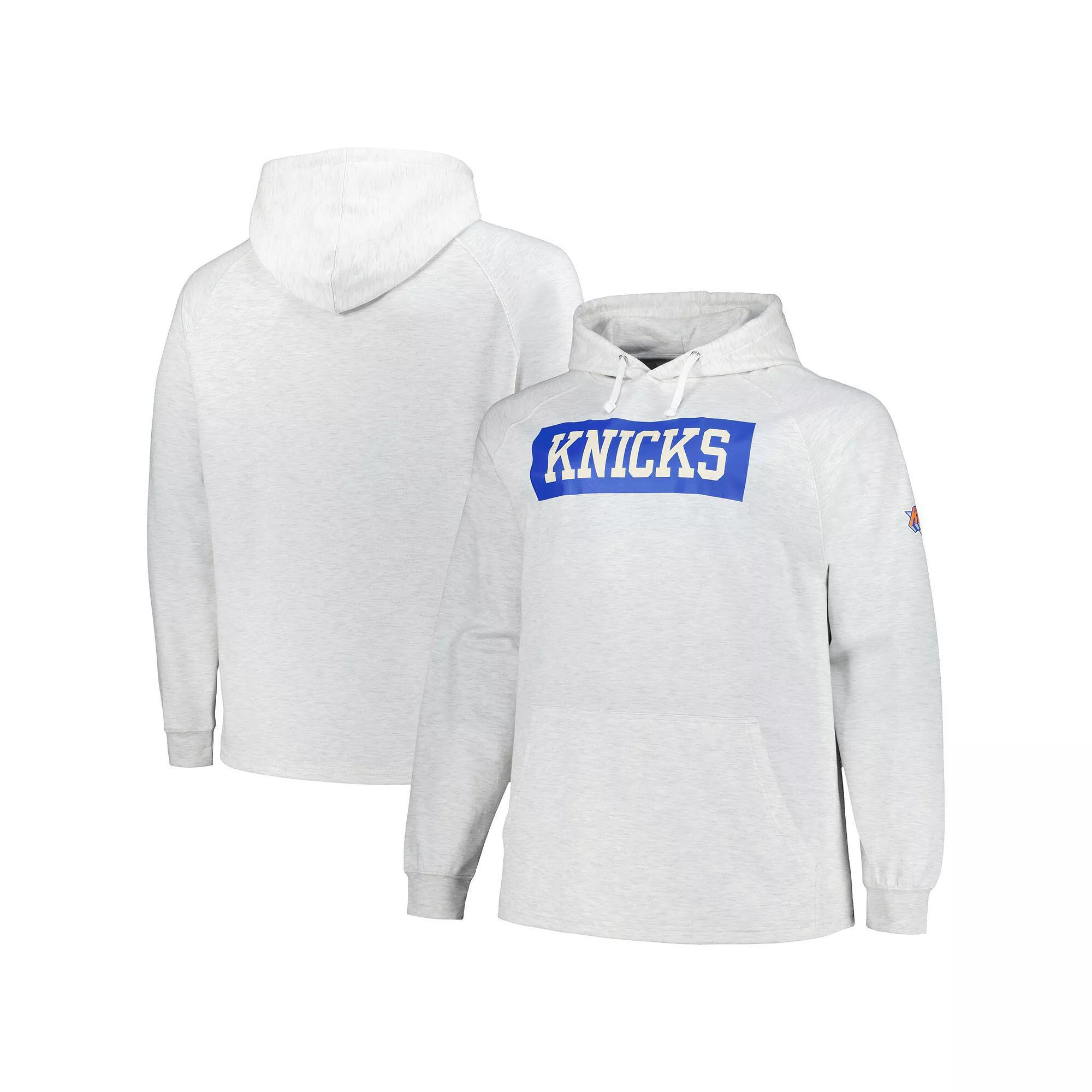 Men's Fanatics Ash New York Knicks Big & Tall Raglan Tri-Blend Pullover Hoodie, Size: 2XB, Black Product Image