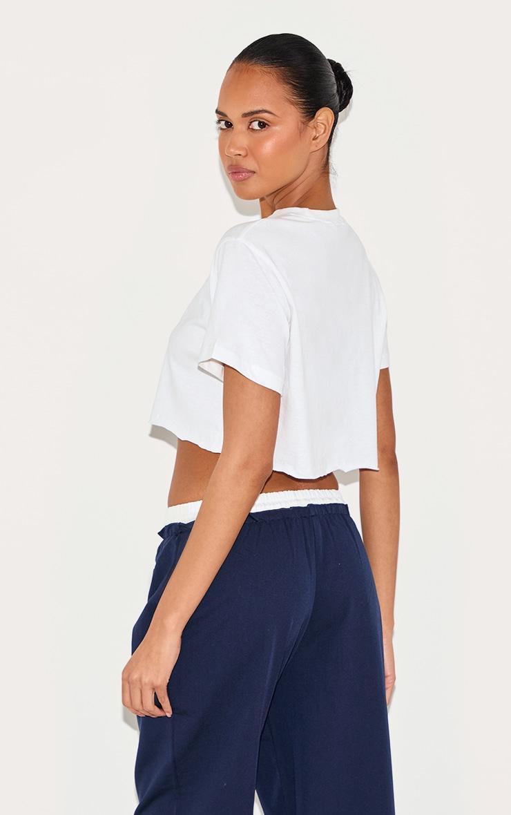 Cotton White Oversized Crop T-Shirt Product Image