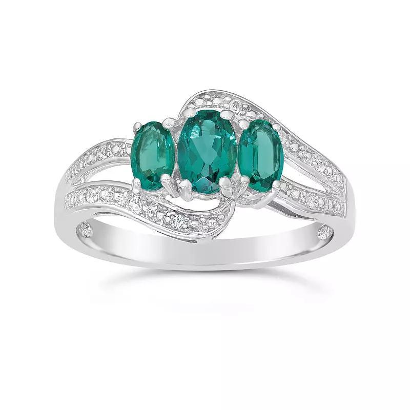 Gemminded Sterling Silver Lab-Created Emerald & Lab-Created White Sapphire Ring, Women's, Size: 8, Green Product Image