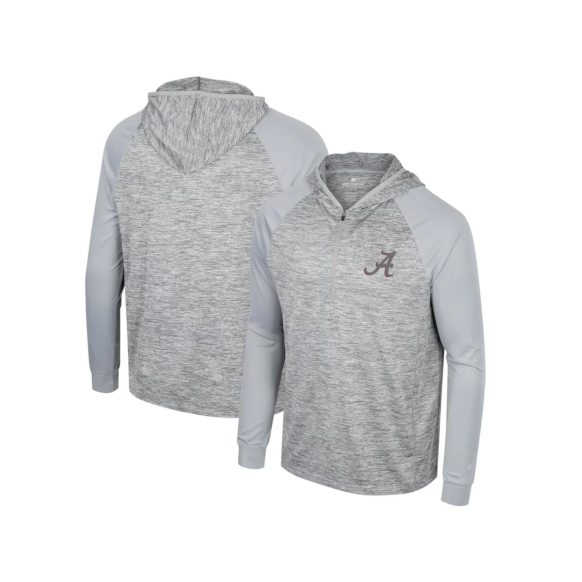 Mens Colosseum Gray Alabama Crimson Tide Cybernetic Raglan Quarter-Zip Hooded Top Product Image