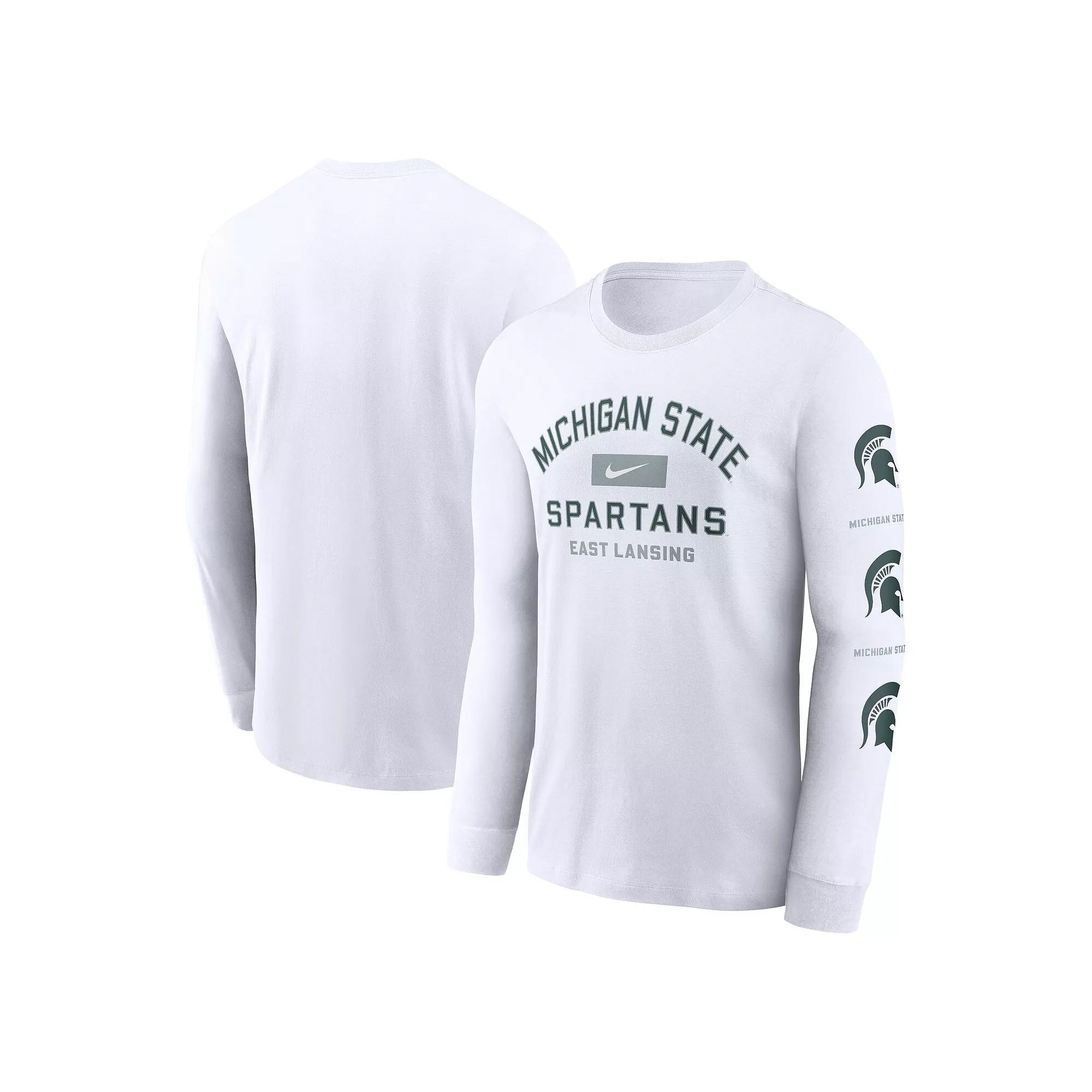 Men's Nike White Michigan State Spartans Primetime Classic Location Long Sleeve T-Shirt, Size: Small Product Image