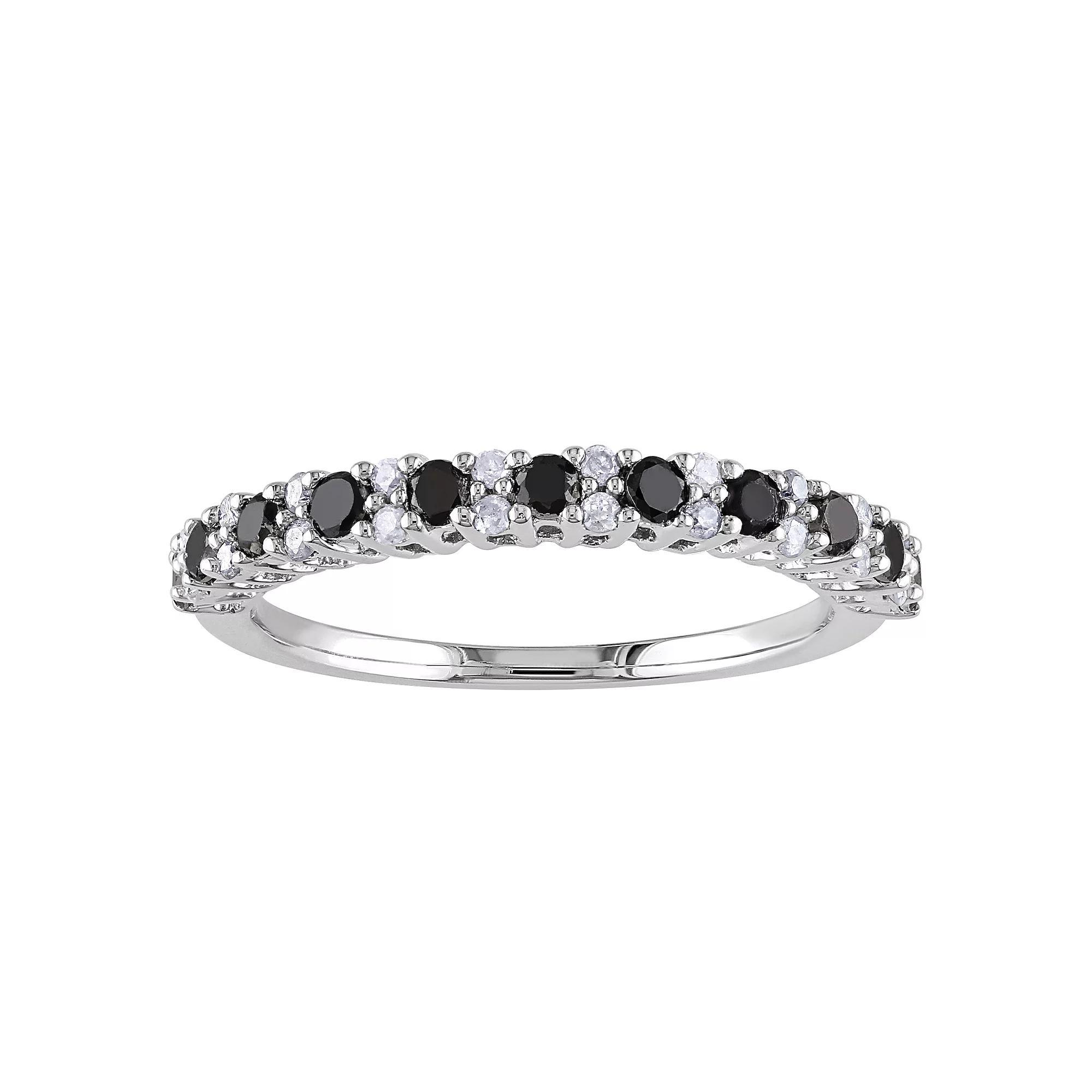Stella Grace Sterling Silver 1/2 Carat T.W. Black & White Diamond Anniversary Band, Women's, Size: 6 Product Image