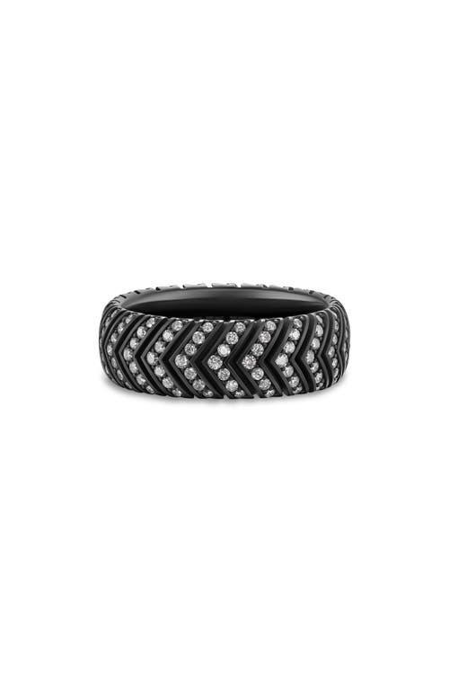 Mens Chevron Band Ring in Black Titanium Product Image