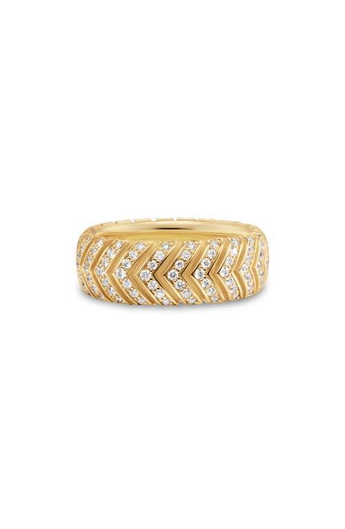 David Yurman Men's Chevron Band Ring in 18K Yellow Gold with Diamonds, 8mm at Nordstrom, Size 9 Product Image