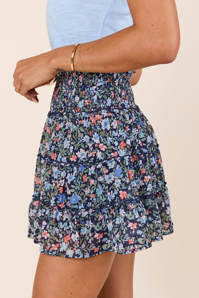 Through the Garden Navy Blue Floral Skort Product Image