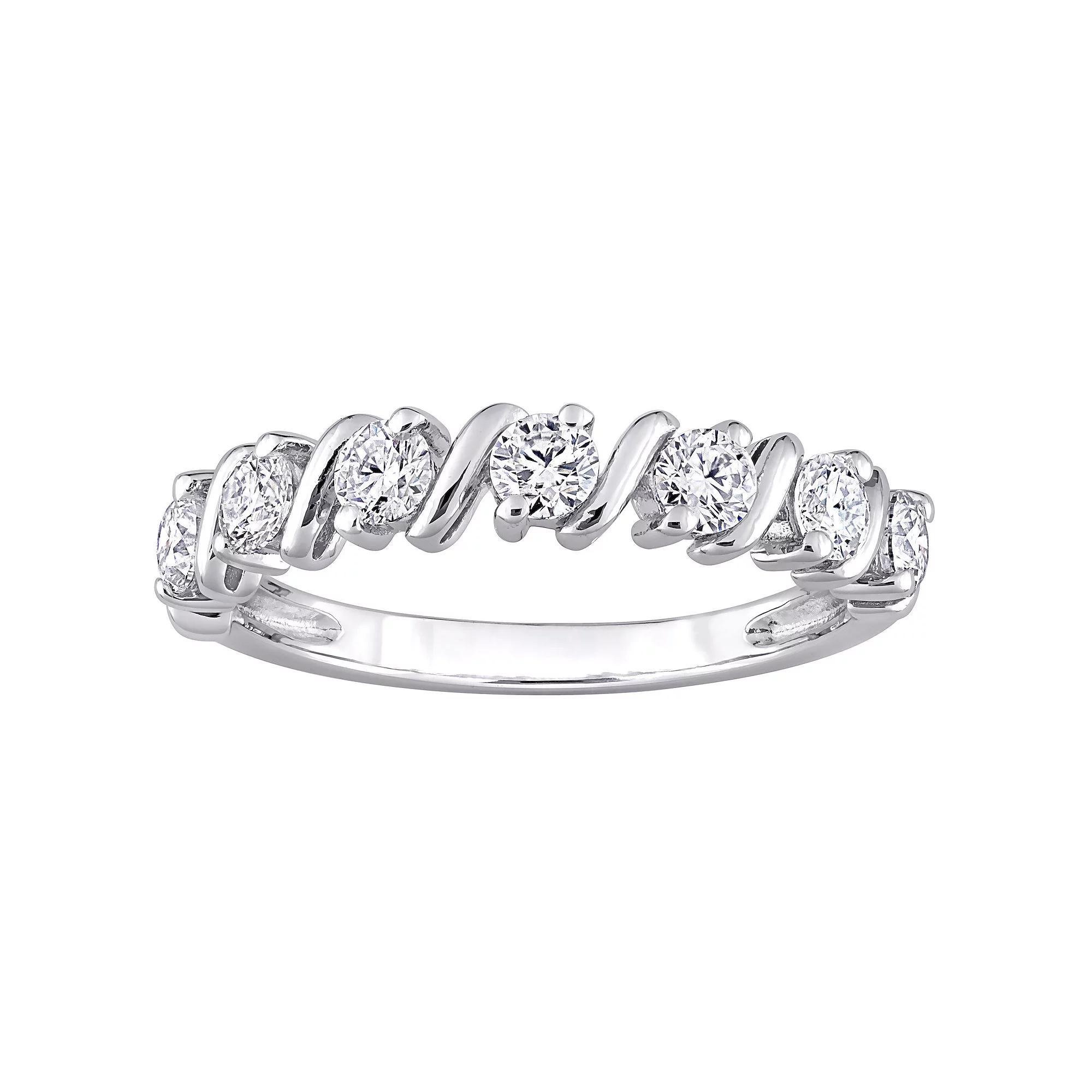 Stella Grace Sterling Silver 3/4 Carat T.W. Lab-Created Moissanite Semi-Eternity Band, Women's, Size: 9.50 Product Image