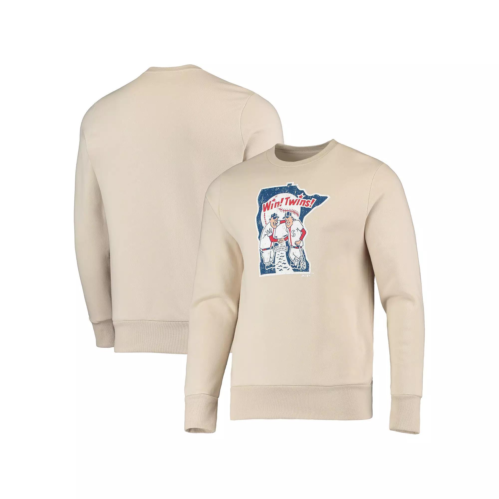 Men's Majestic Threads Oatmeal Minnesota Twins Fleece Pullover Sweatshirt, Size: XL, Team Product Image