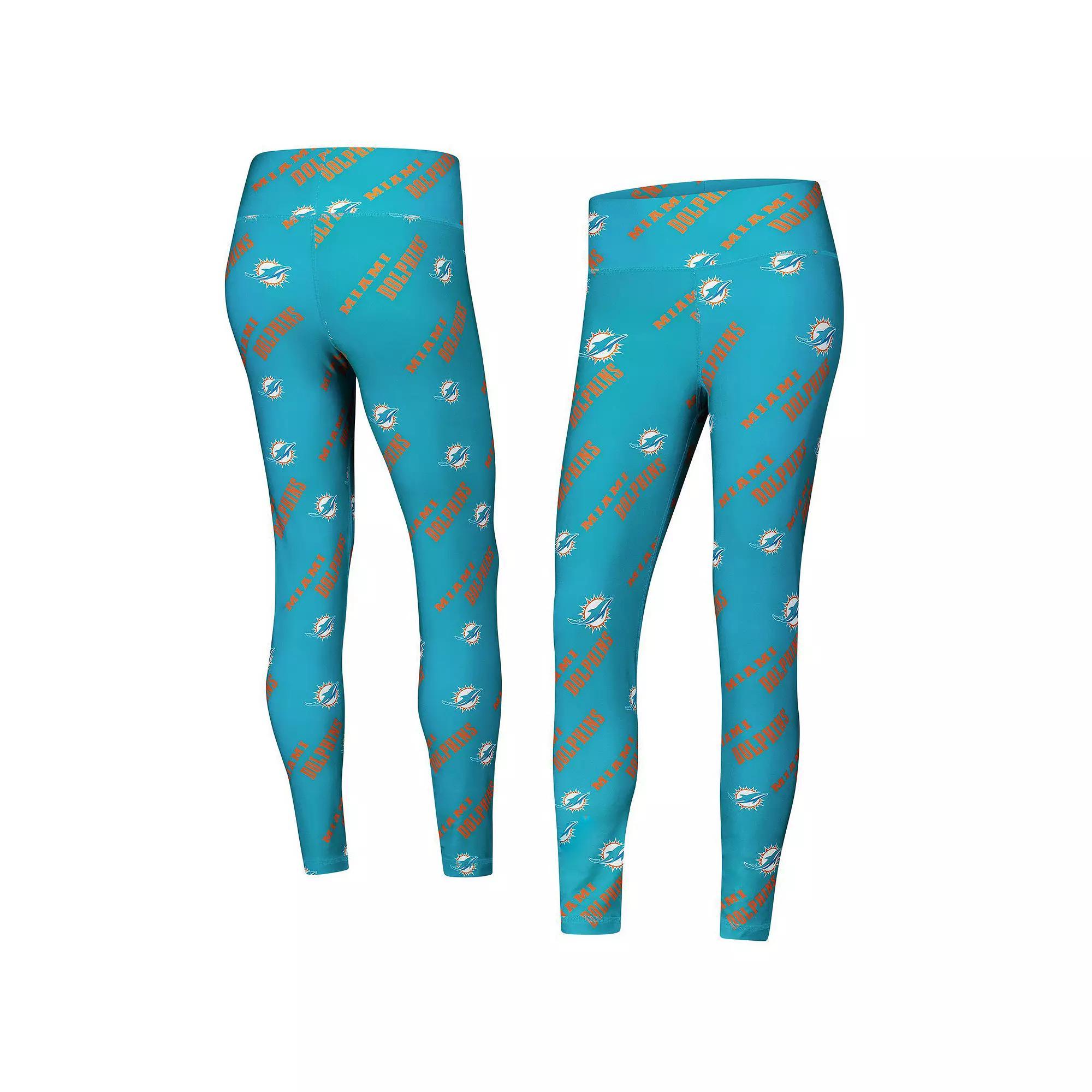 Women's Concepts Sport Aqua Miami Dolphins Breakthrough Allover Print Knit Leggings, Size: XL, Turquoise A Product Image
