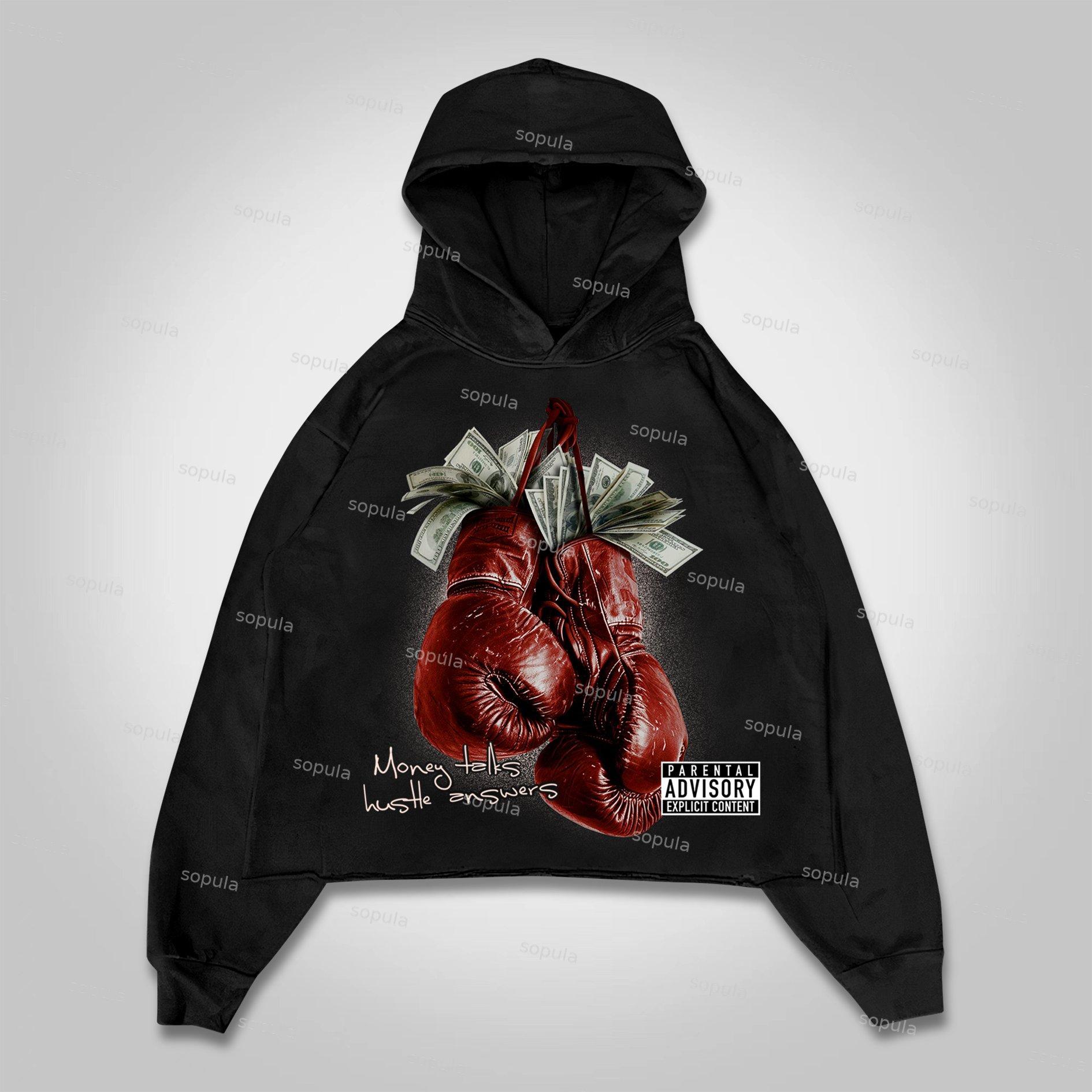 Sopula Money Boxing Gloves Printed Graphics Pocketless Hoodie Product Image