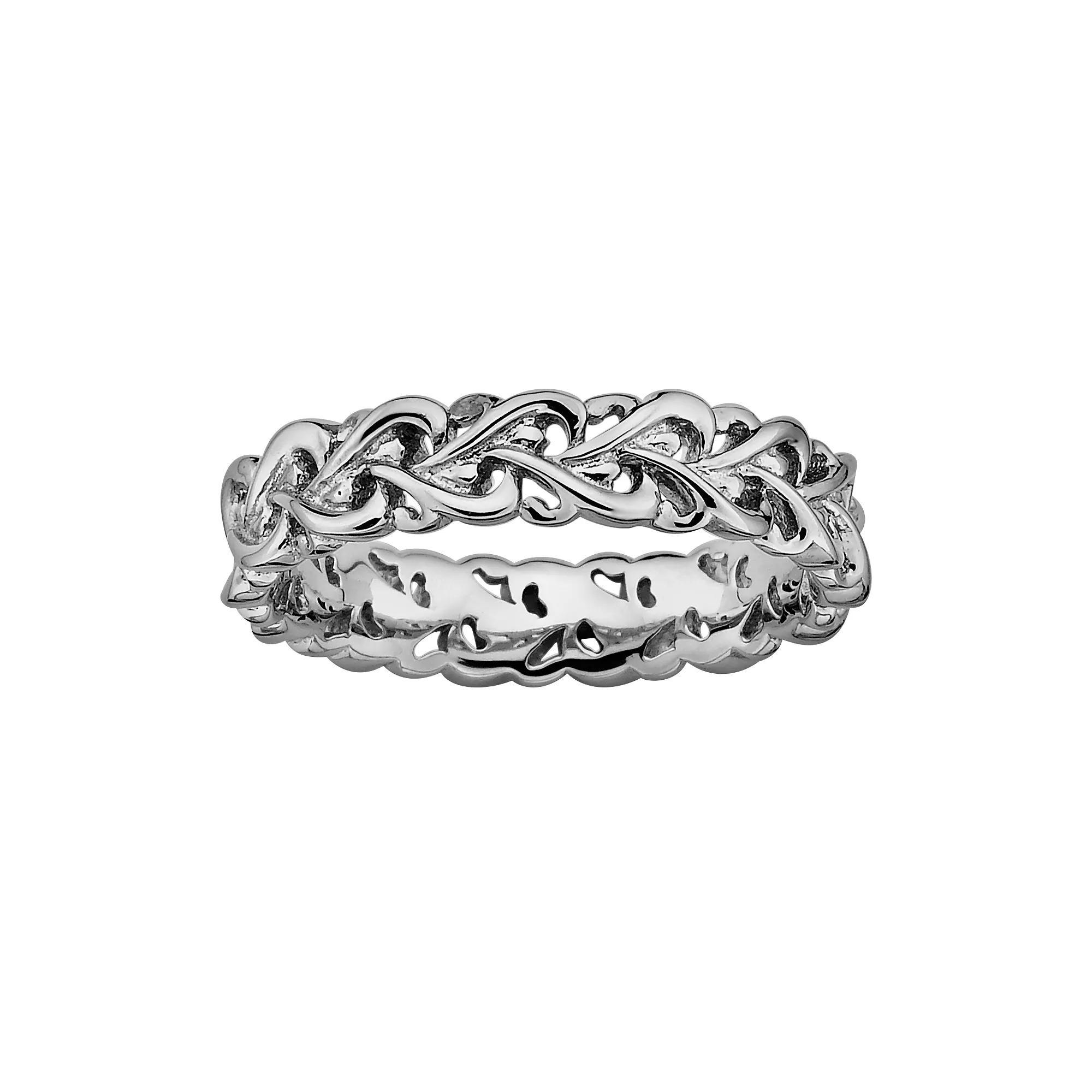 Stacks & Stones Sterling Silver Intertwined Heart Stack Ring, Women's, Size: 10 Product Image