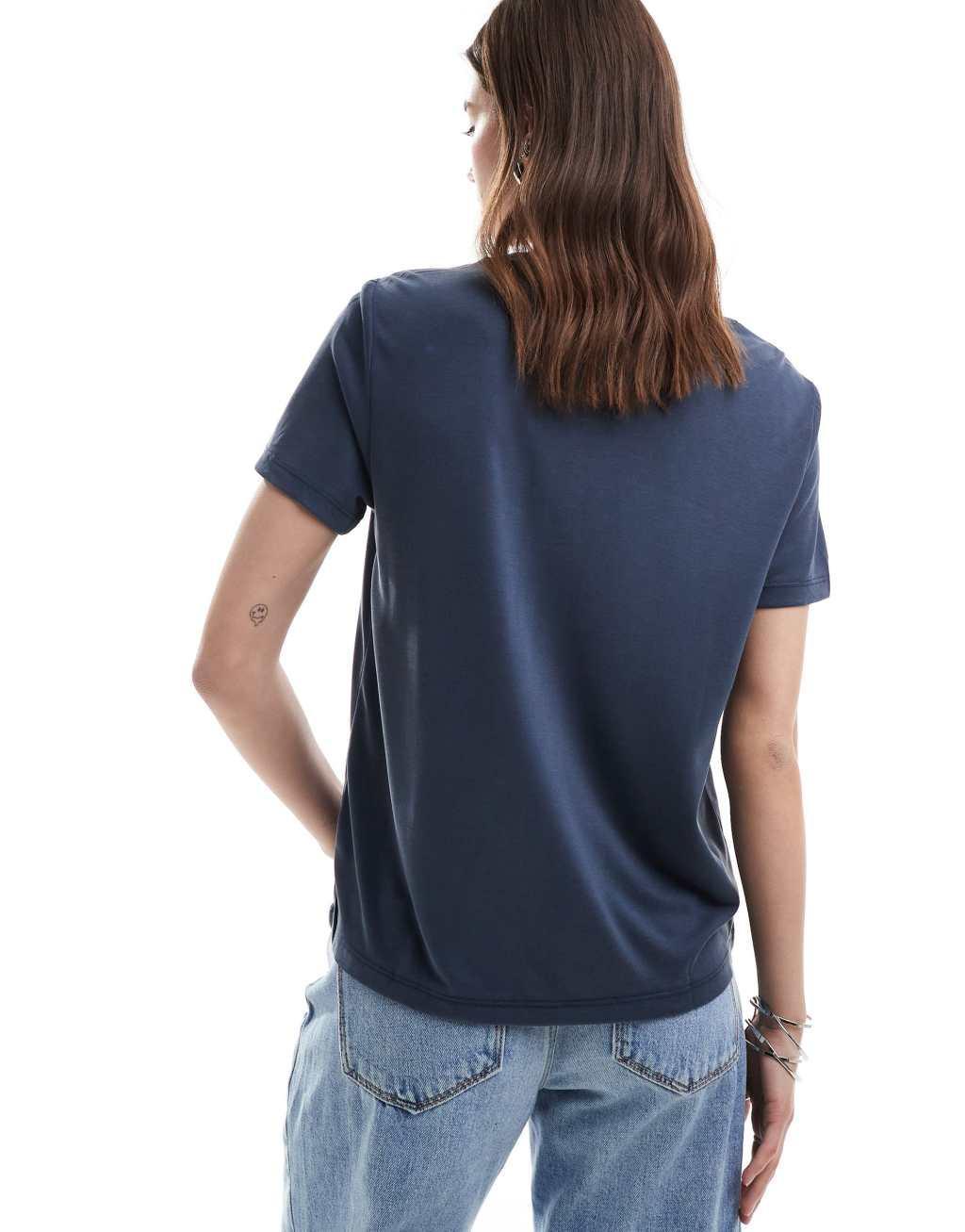 Monki super soft t-shirt in dark blue Product Image