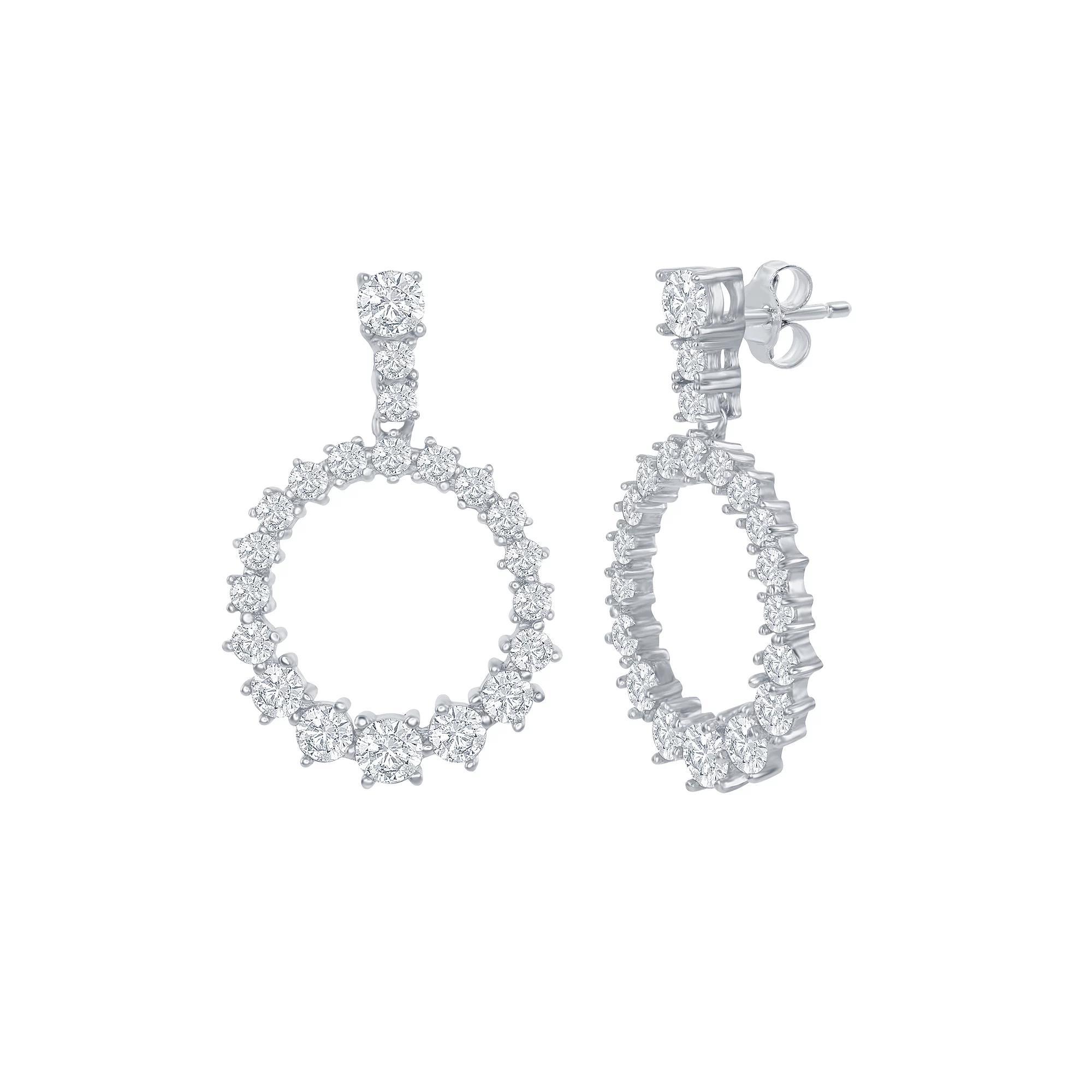 Silver Tone & Cubic Zirconia Open Circle Earrings, Women's, Sterling Product Image