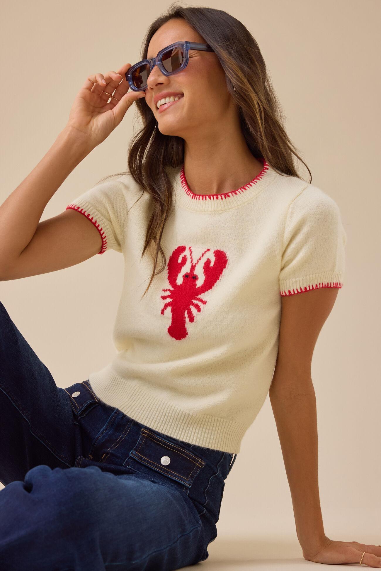 Lily Lobster Short Sleeve Sweater Product Image