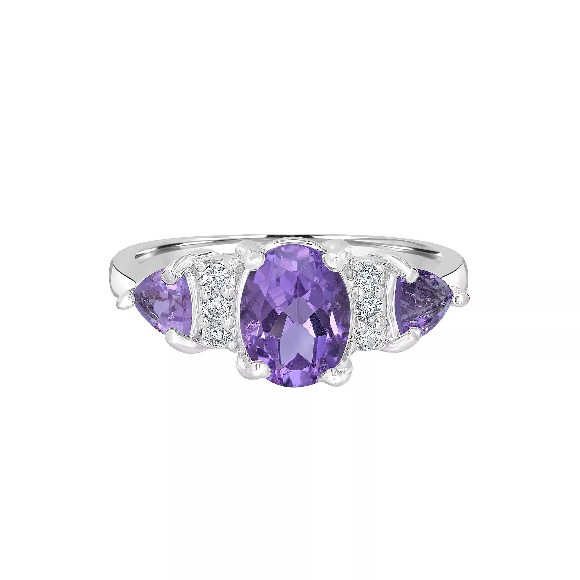 Gemistry Sterling Silver Stone & Cubic Zirconia 3 Stone Ring, Women's, Size: 7, Black Product Image