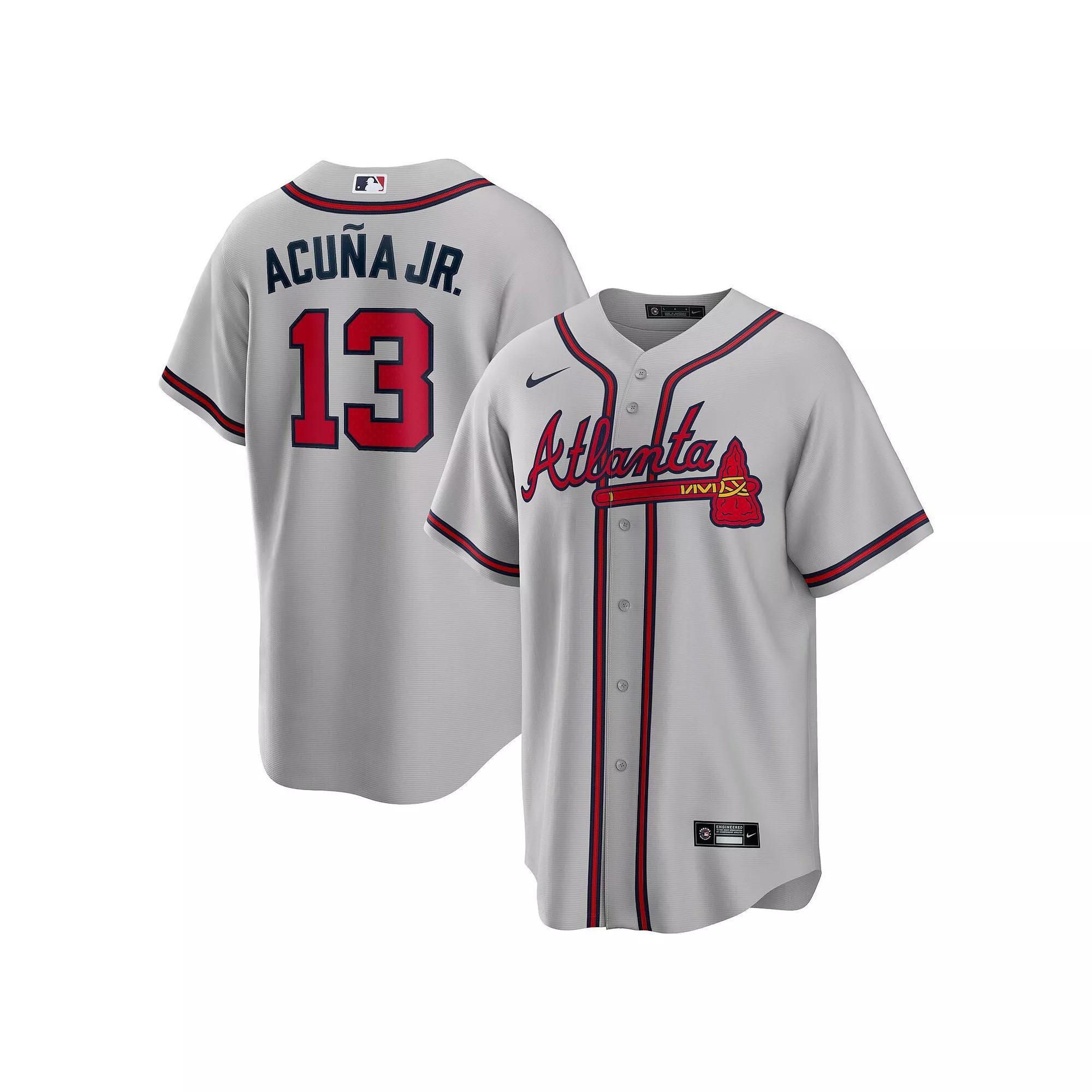 Men's Nike Ronald Acuna Jr. Gray Atlanta Braves Road Replica Player Name Jersey, Size: XL, Grey Product Image