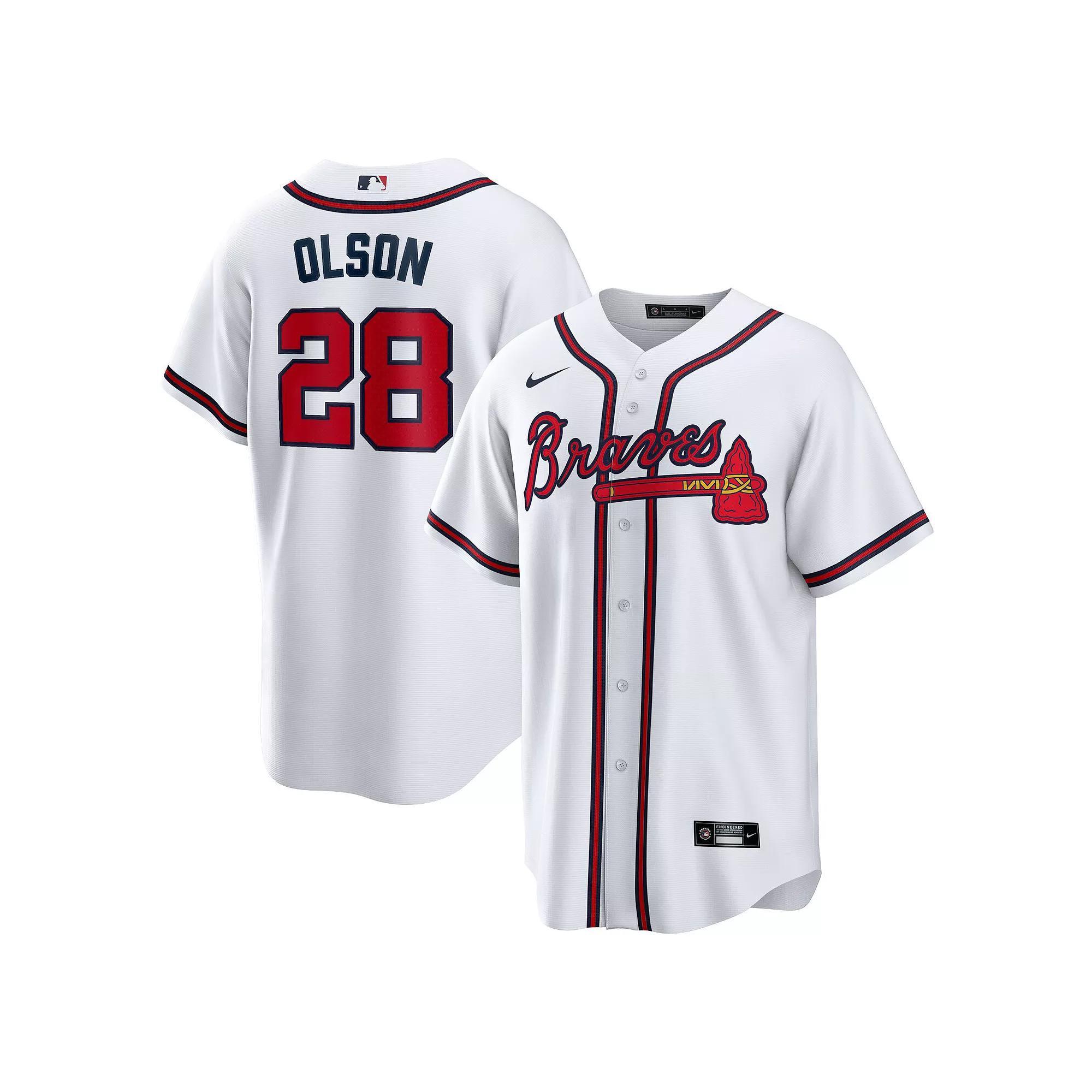 Men's Nike Matt Olson White Atlanta Braves Home Replica Player Jersey, Size: 2XL Product Image
