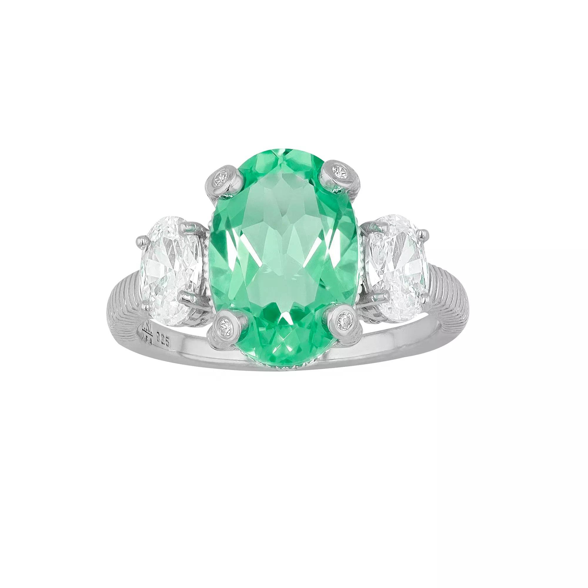SIRI USA by TJM Sterling Silver Cubic Zirconia & Lab-Grown Green Amethyst Ring, Women's, Size: 6 Product Image