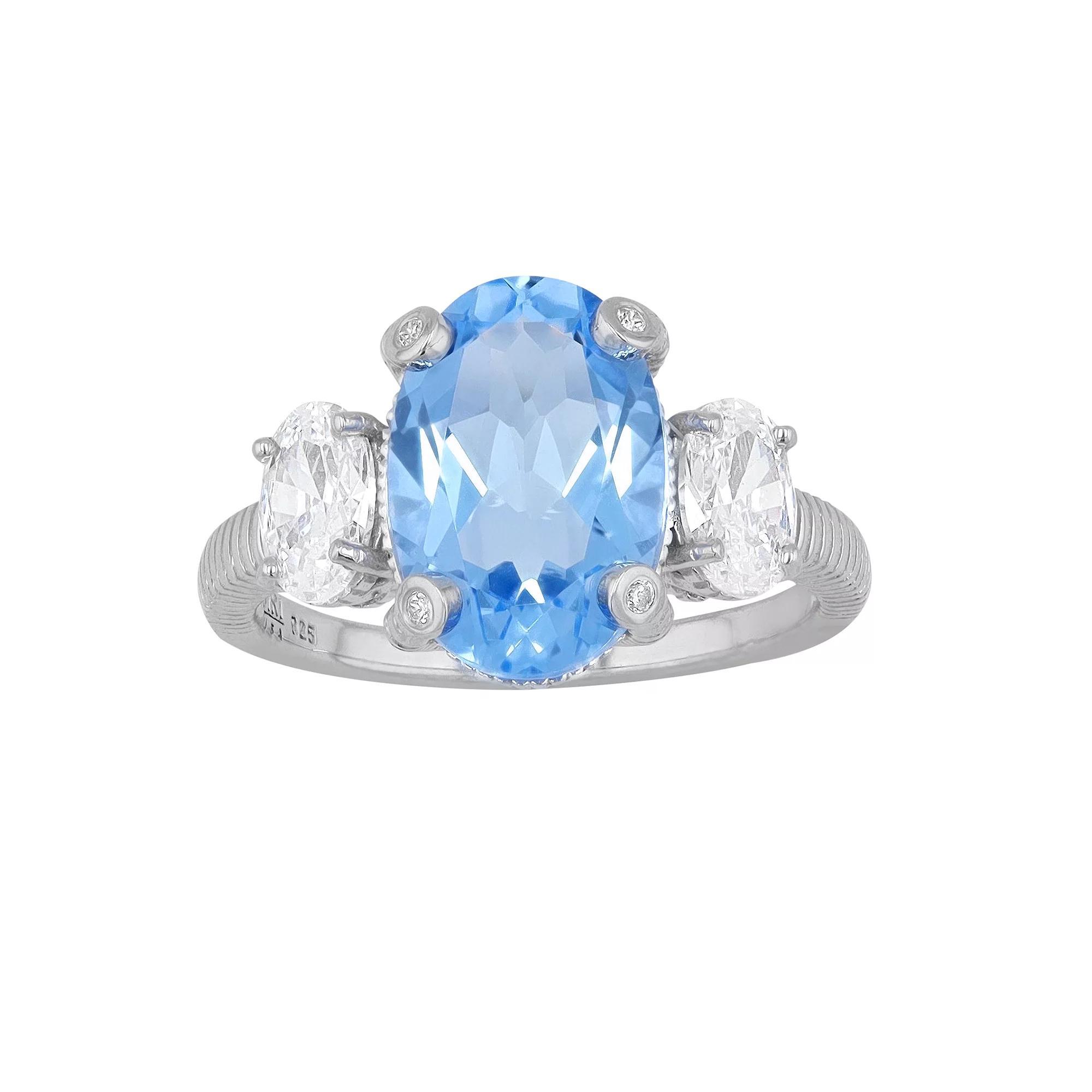 SIRI USA by TJM Sterling Silver Cubic Zirconia & Lab-Grown Blue Quartz Ring, Women's, Size: 8 Product Image