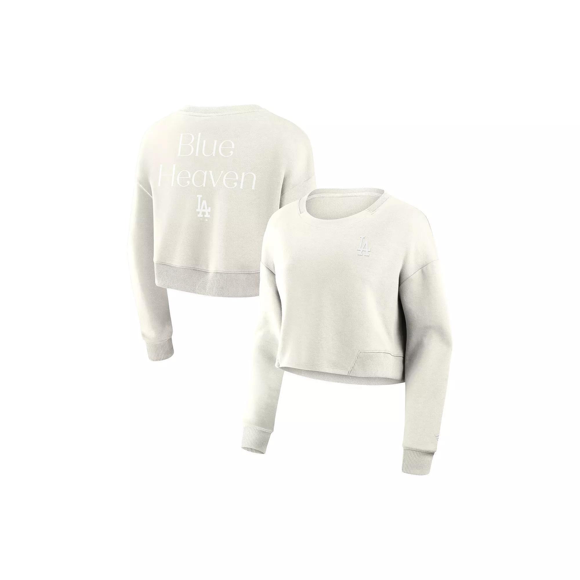 Women's Fanatics Cream New York Yankees Studio Cropped Pullover Sweatshirt, Size: 2XL, Beige Product Image