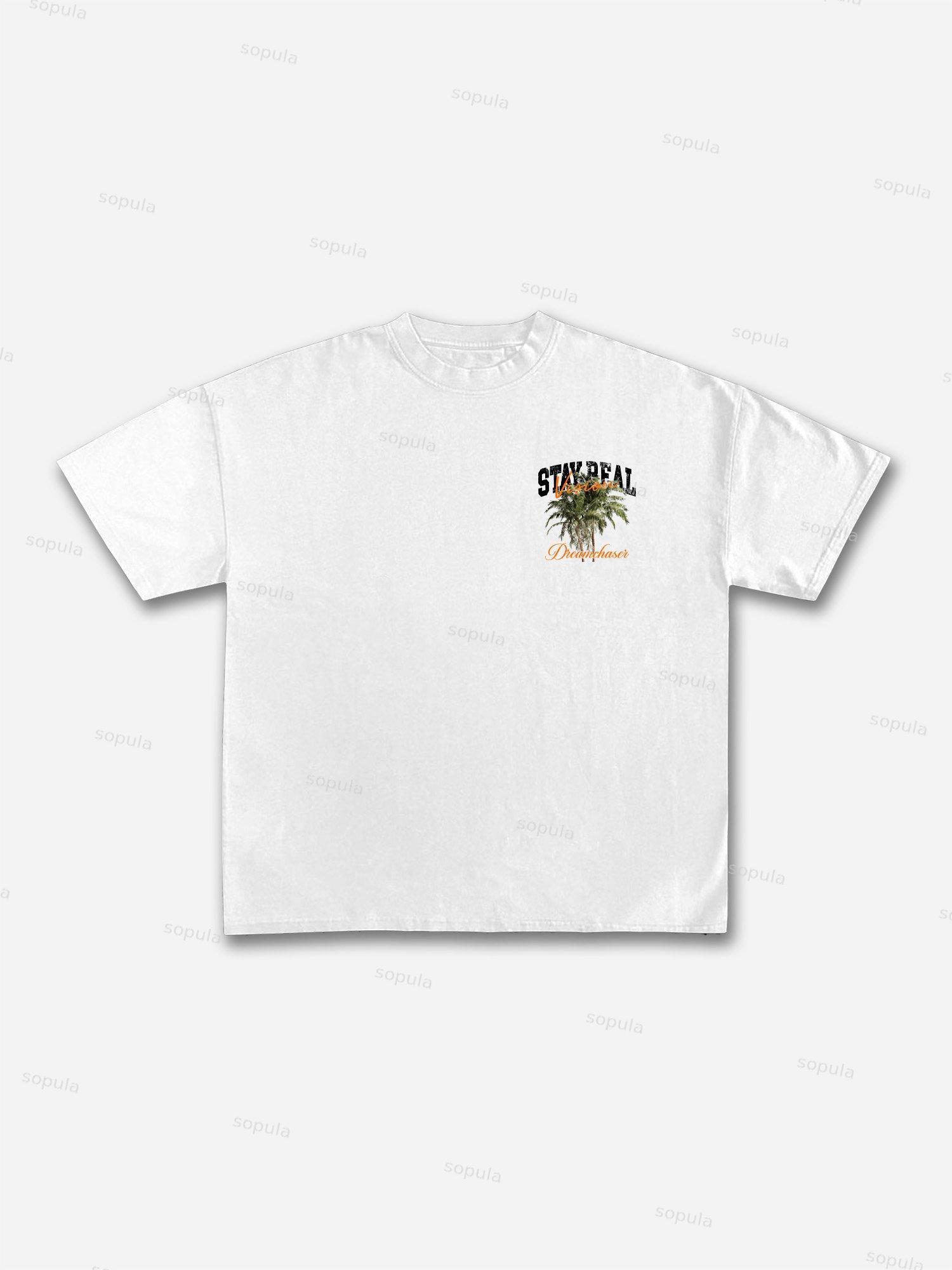 Stay Real Coconut Vacation Vintage Graphic Cotton T-shirt Product Image