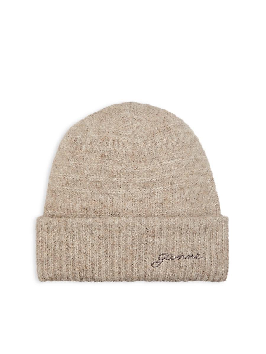 Womens Embroidered Logo Wool-Blend Beanie Product Image