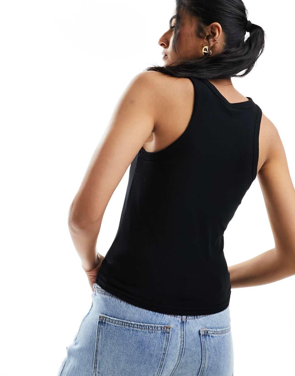 Pieces built in bra tank top in black Product Image