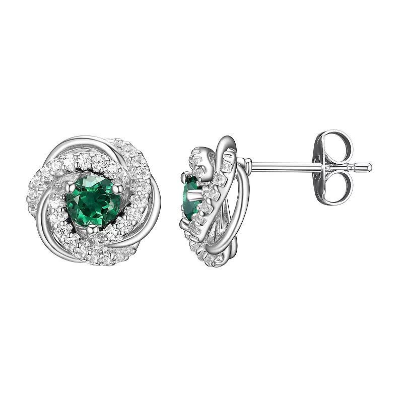 Tokens of Love Sterling Silver Lab-Created Sapphire Birthstone Love Knot Stud Earrings, Women's, 18k Gold Plated Product Image